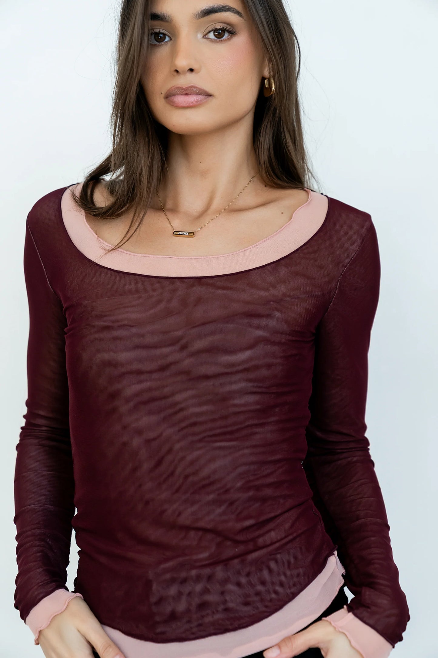 Lex Layered Mesh Top in Purple