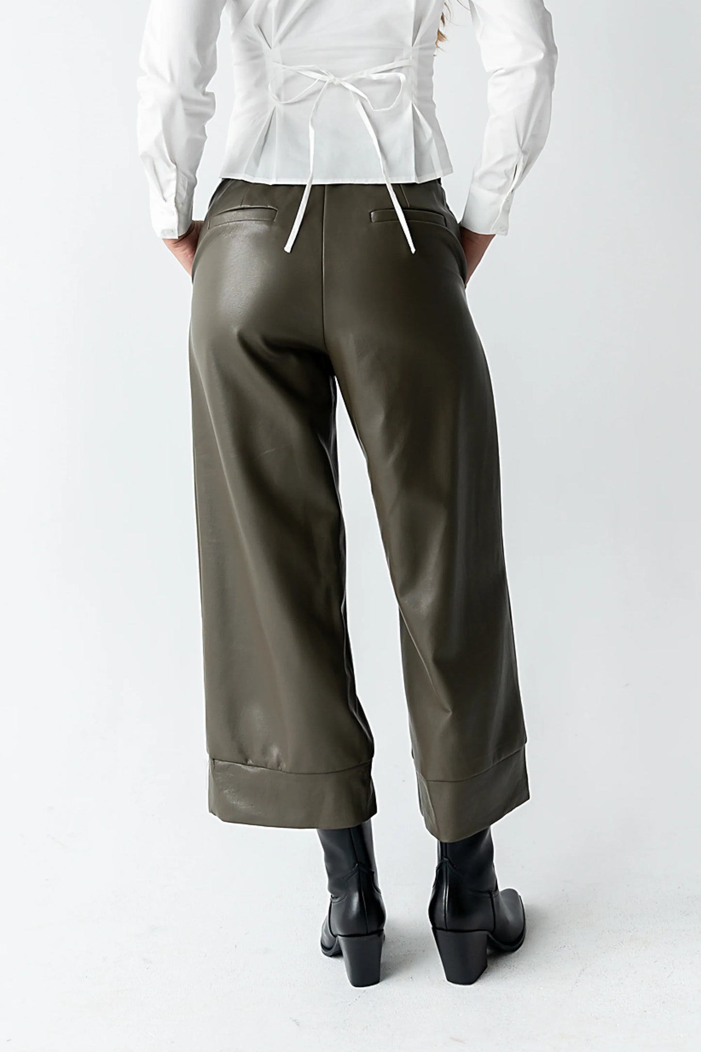Ulani Vegan Leather Pants in Olive