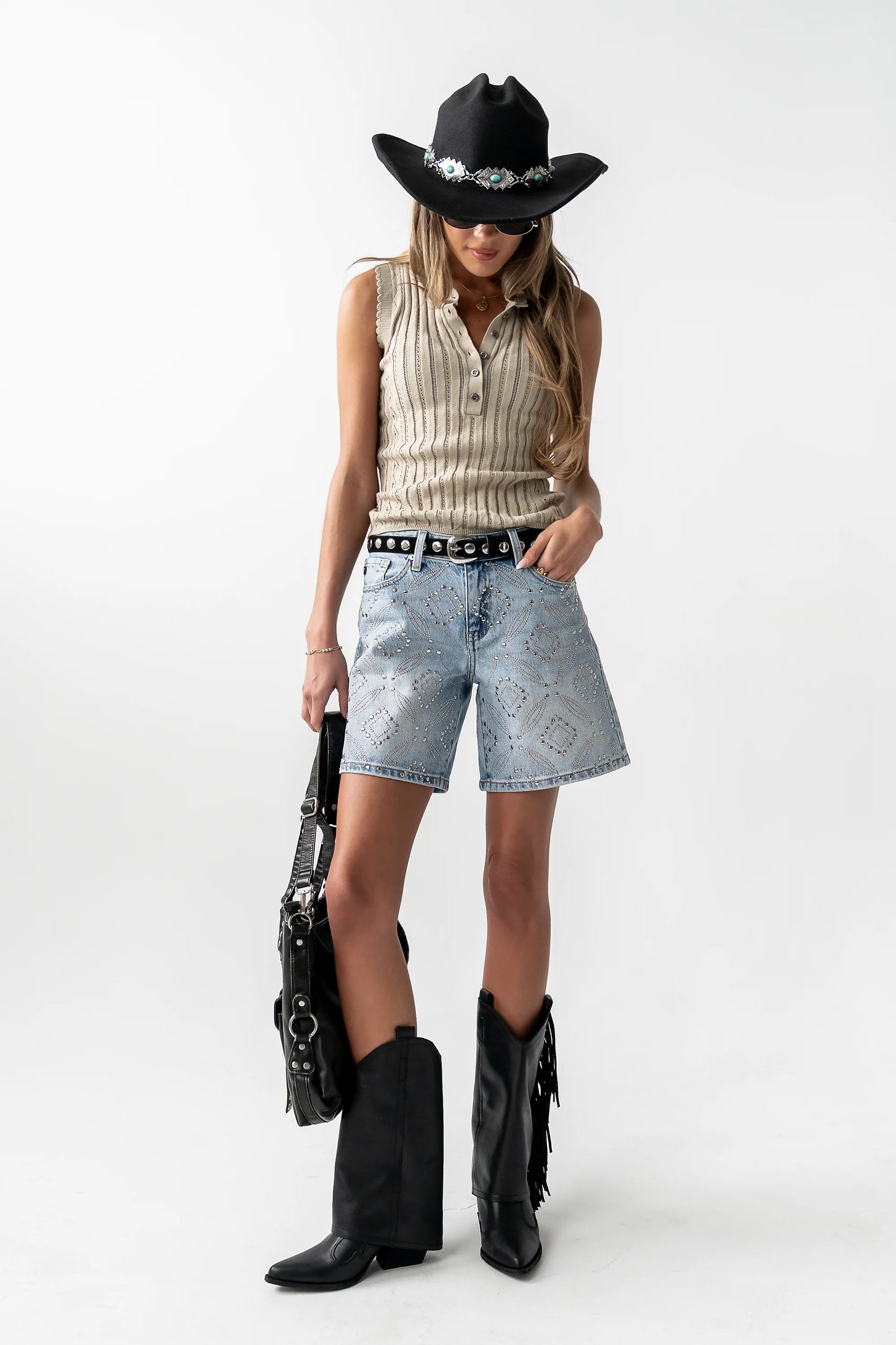 Sydney Studded Denim Shorts