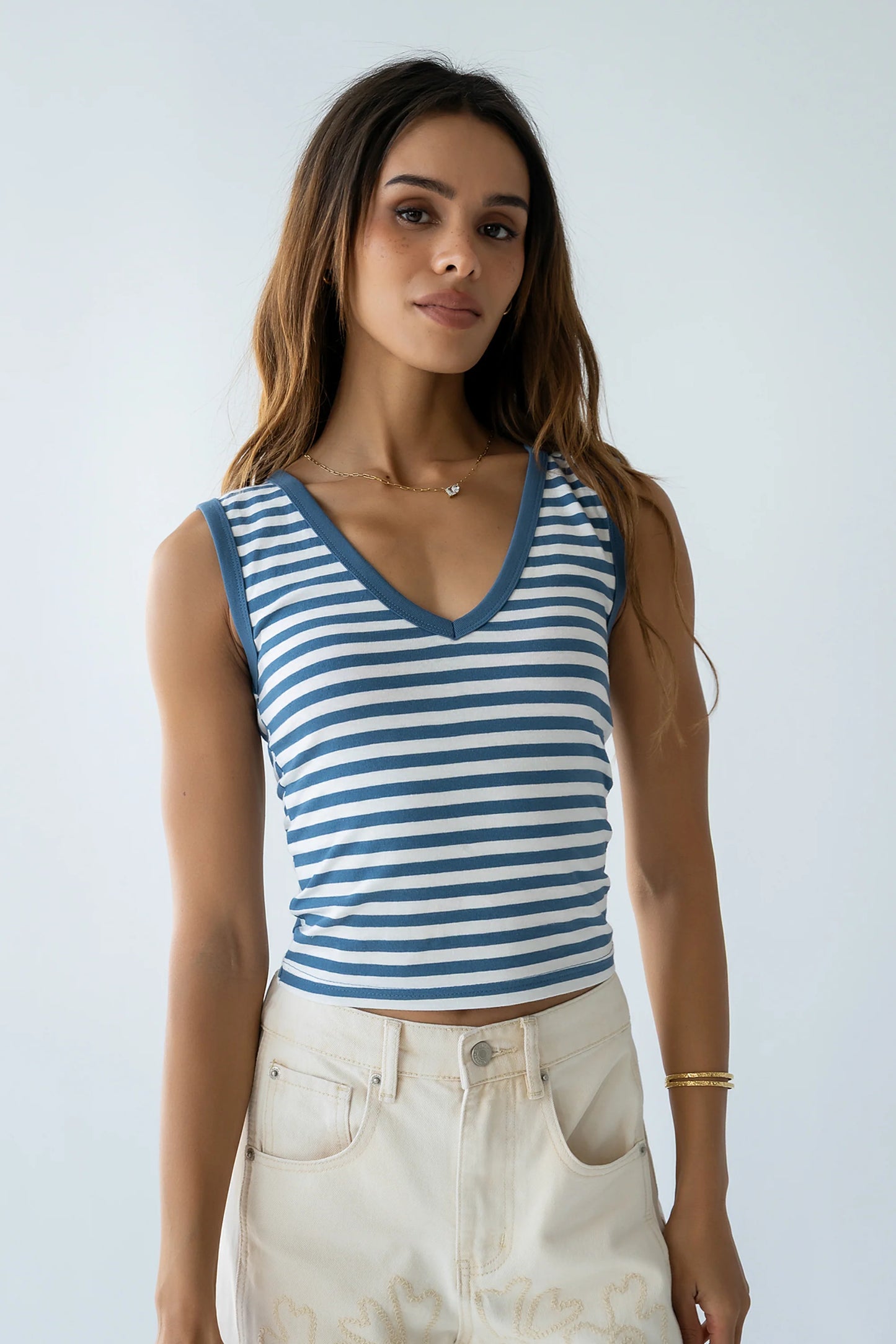 Kylen Striped Tank Top in Blue