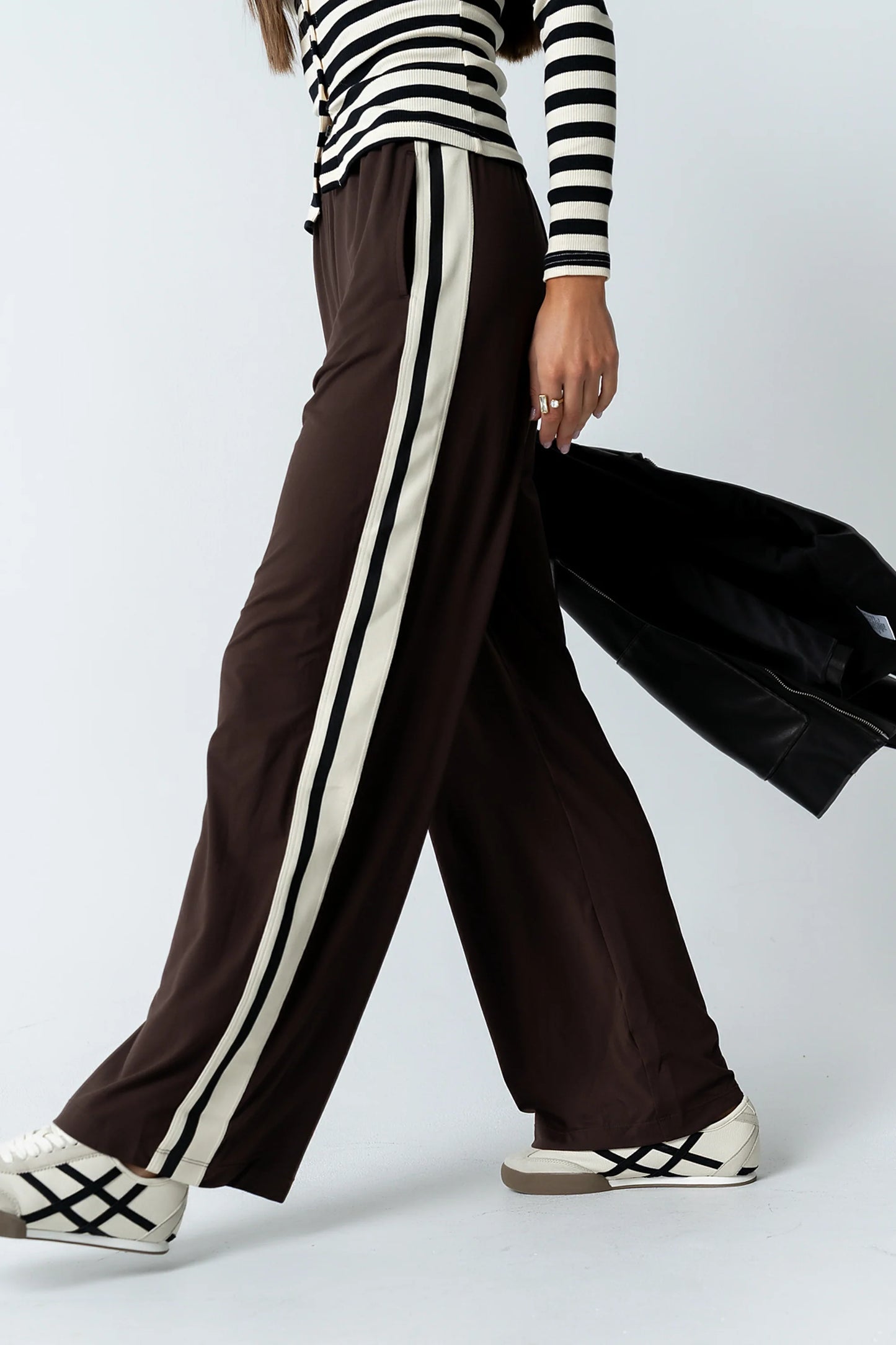 Avery Striped Pants in Brown