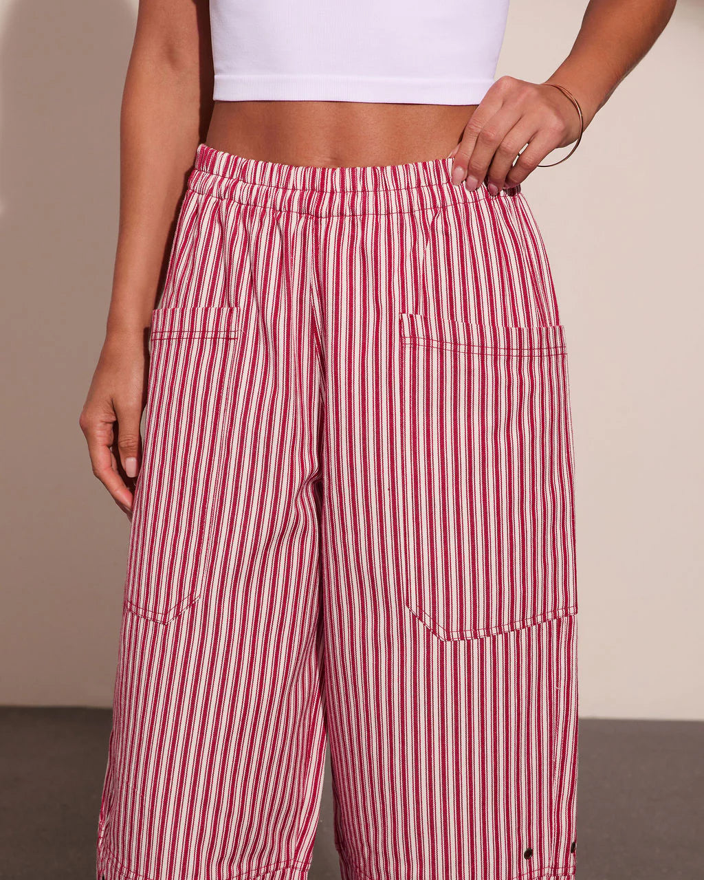Nautical Honey Striped Barrel Leg Pants
