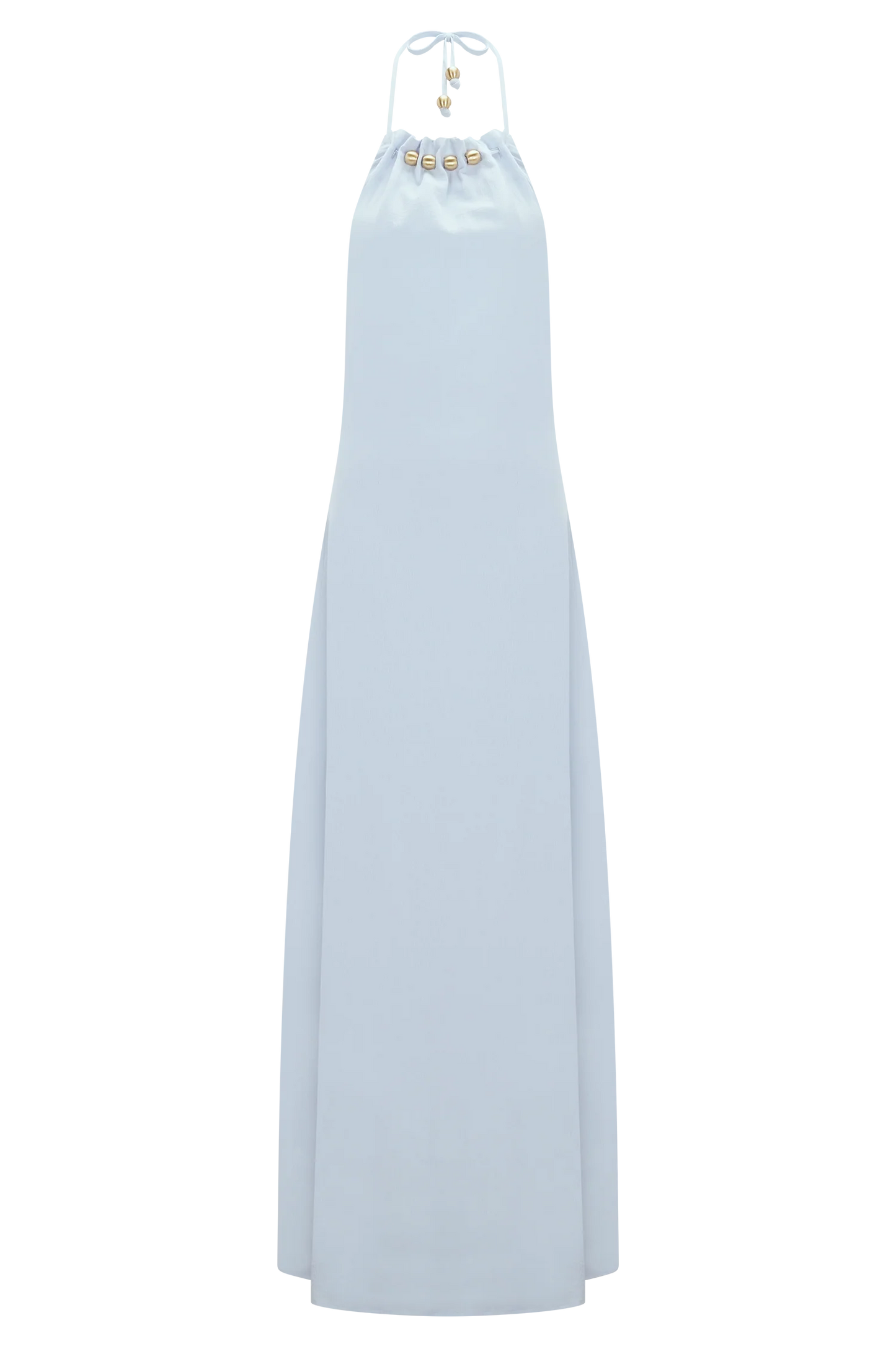 Abeda Cotton Maxi Dress With Hardware - Pale Blue