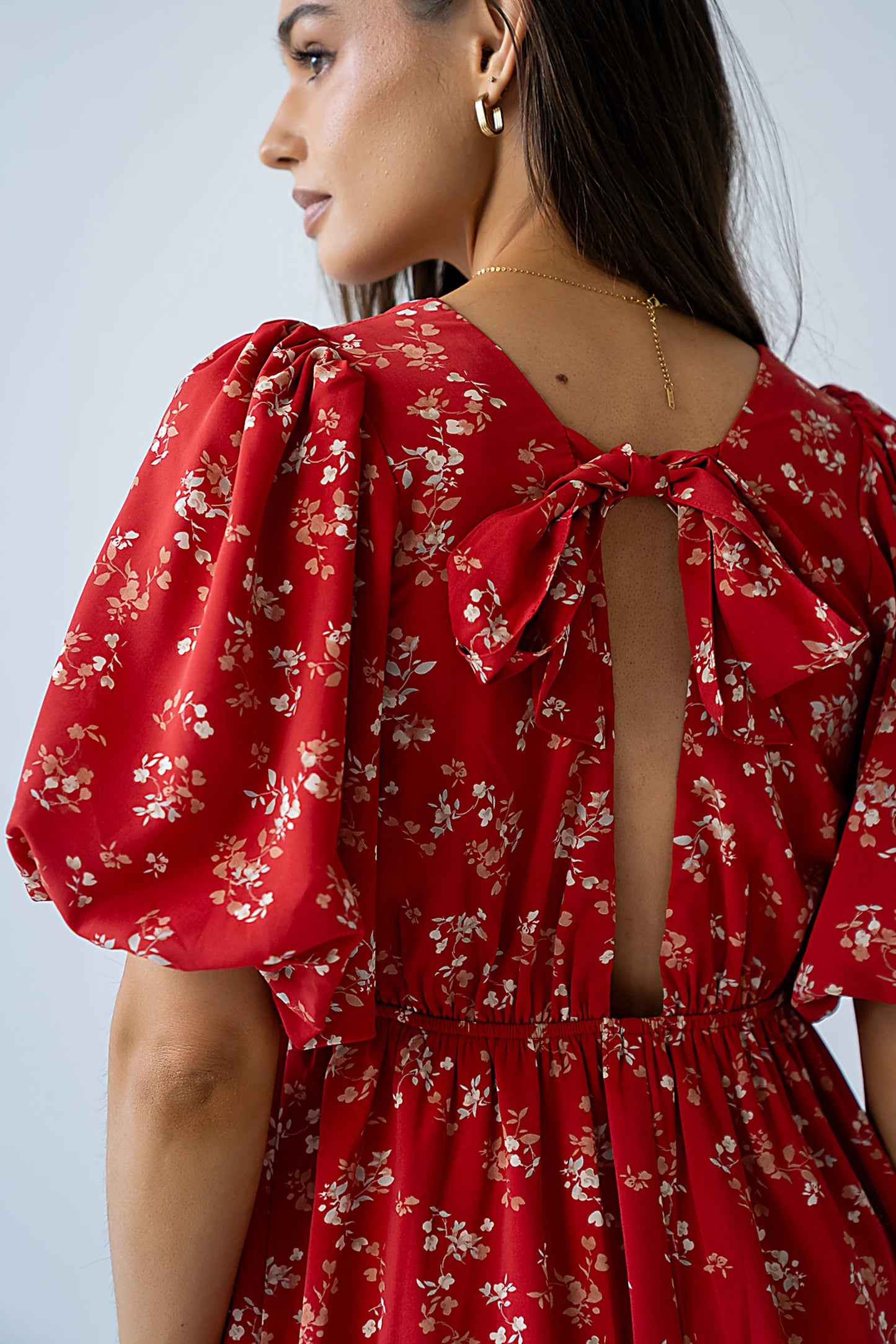 Lizzy Floral Mini Dress in Red