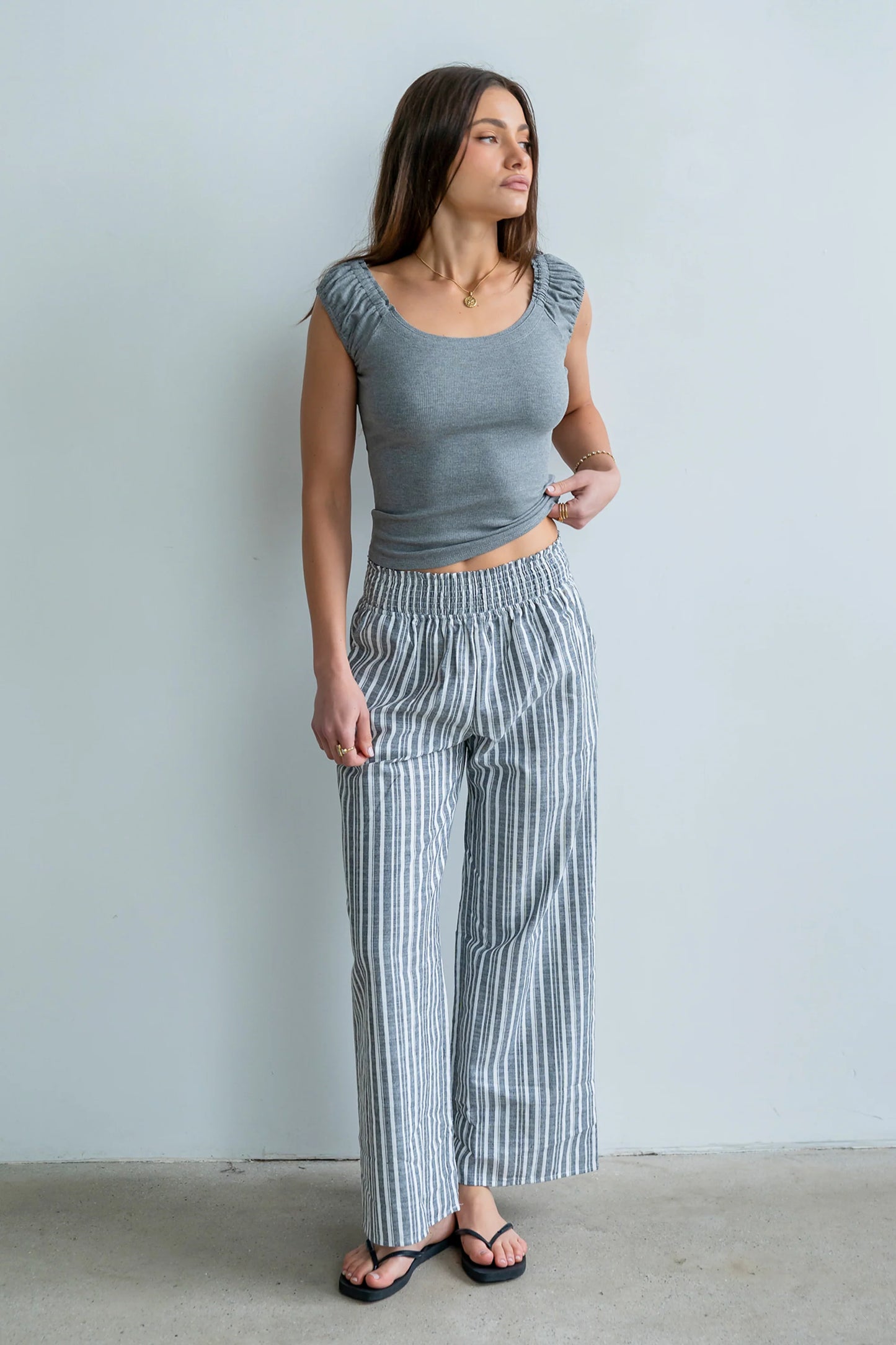 Ace Ribbed Top in Heather Grey