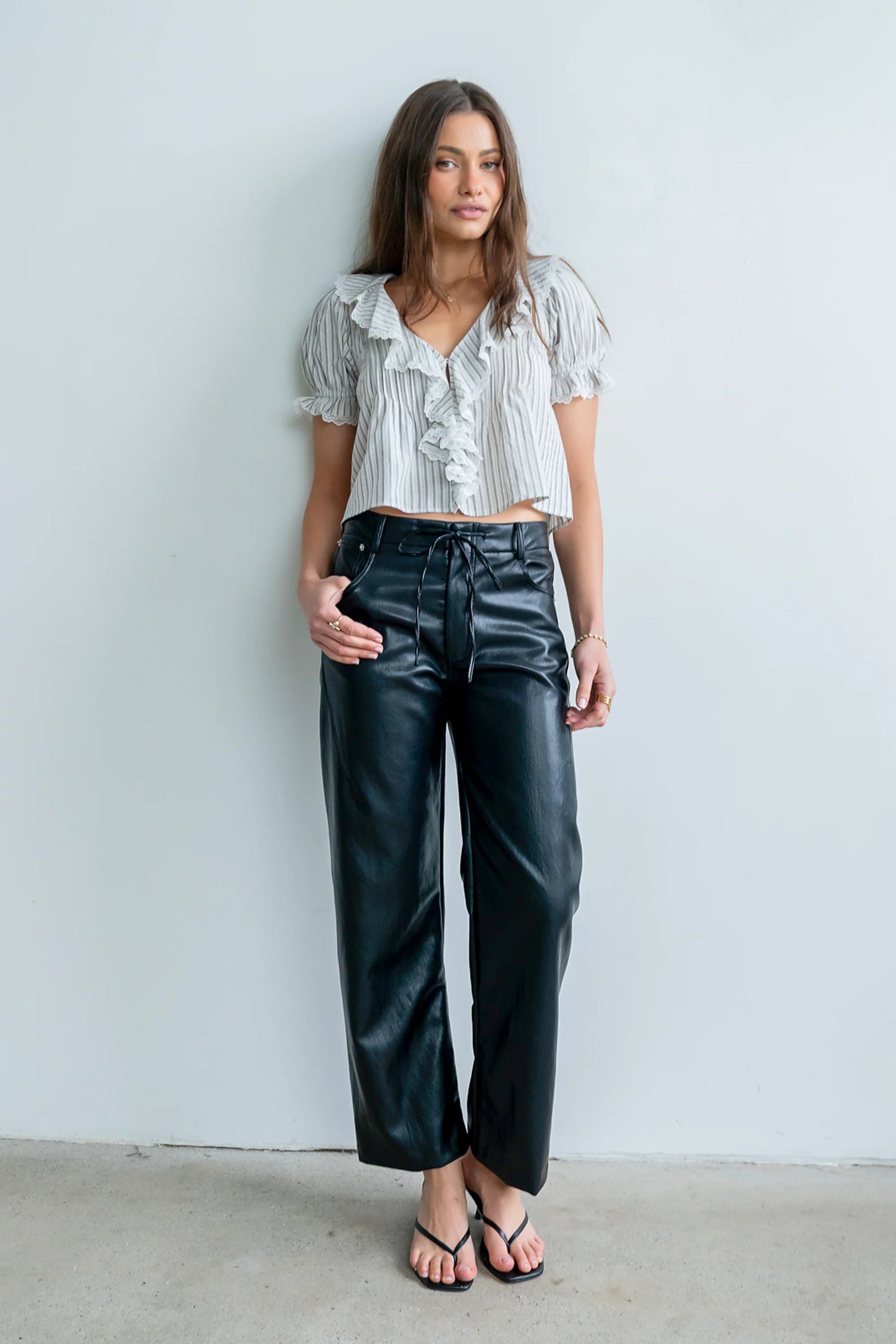 Priya Vegan Leather Wide Leg Pants