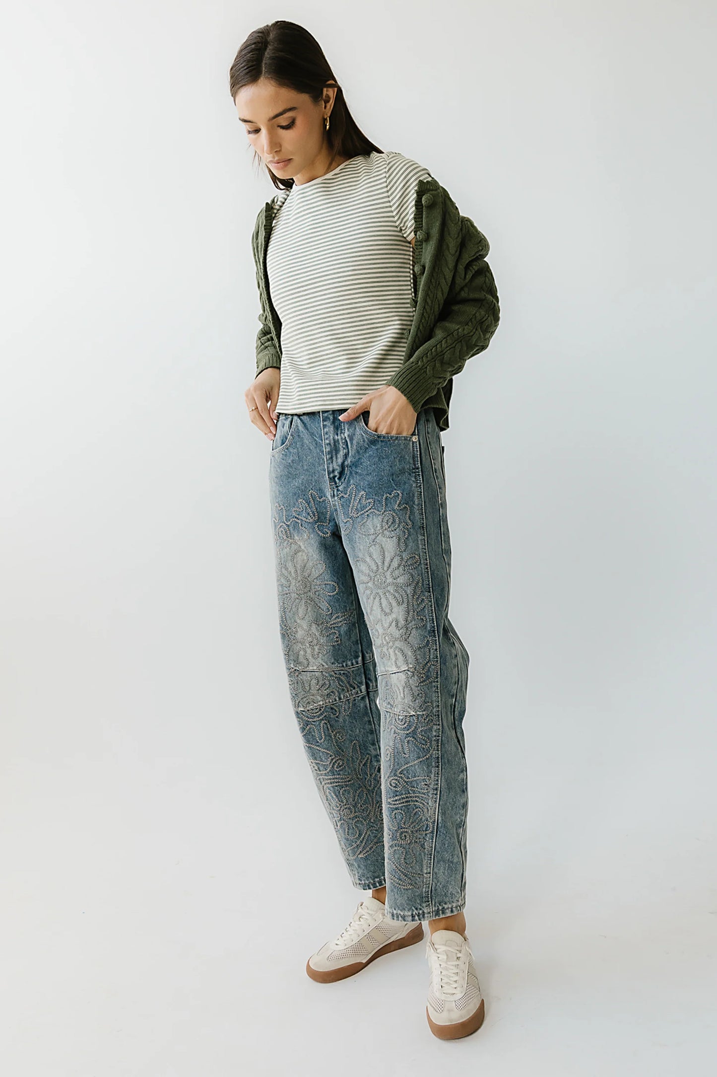 Marcie Striped Tee in Green