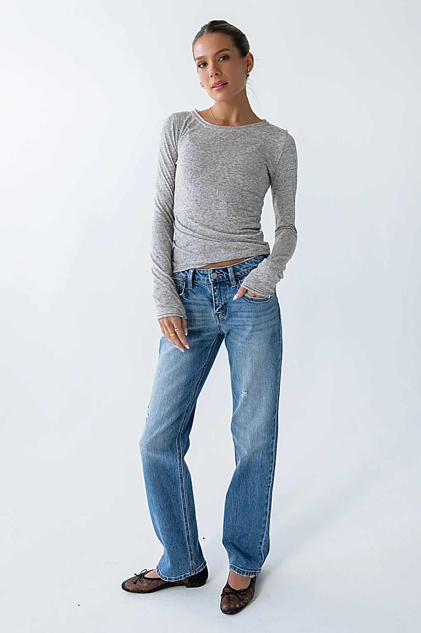 Mason Sheer Top in Heather Grey