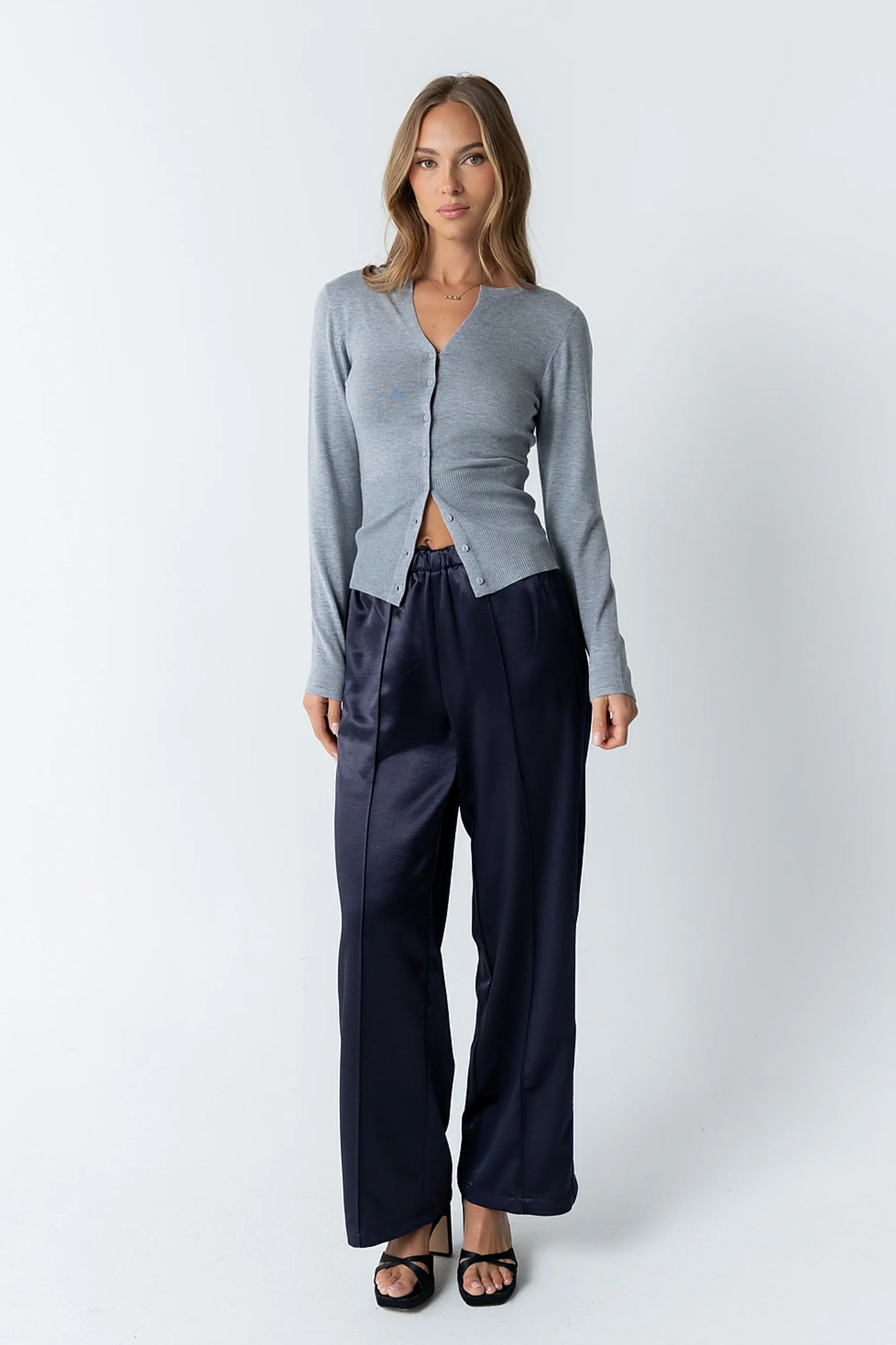 Flora Knit Top in Heather Grey