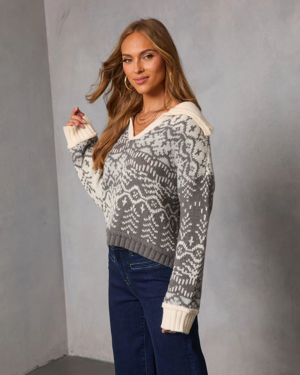 In the Season Abstract Contrast Sweater