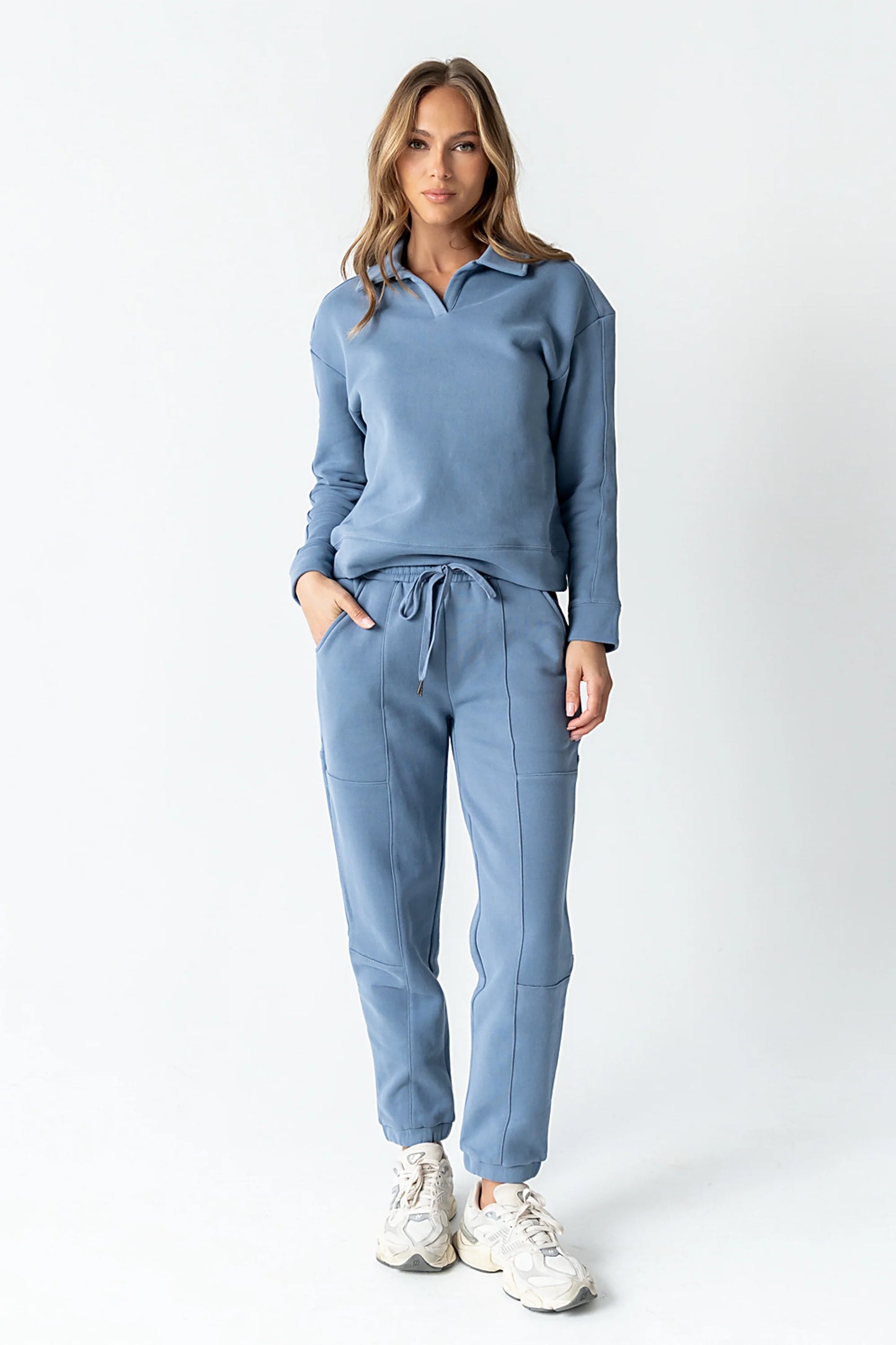 Patricia Collared Sweatshirt in Blue