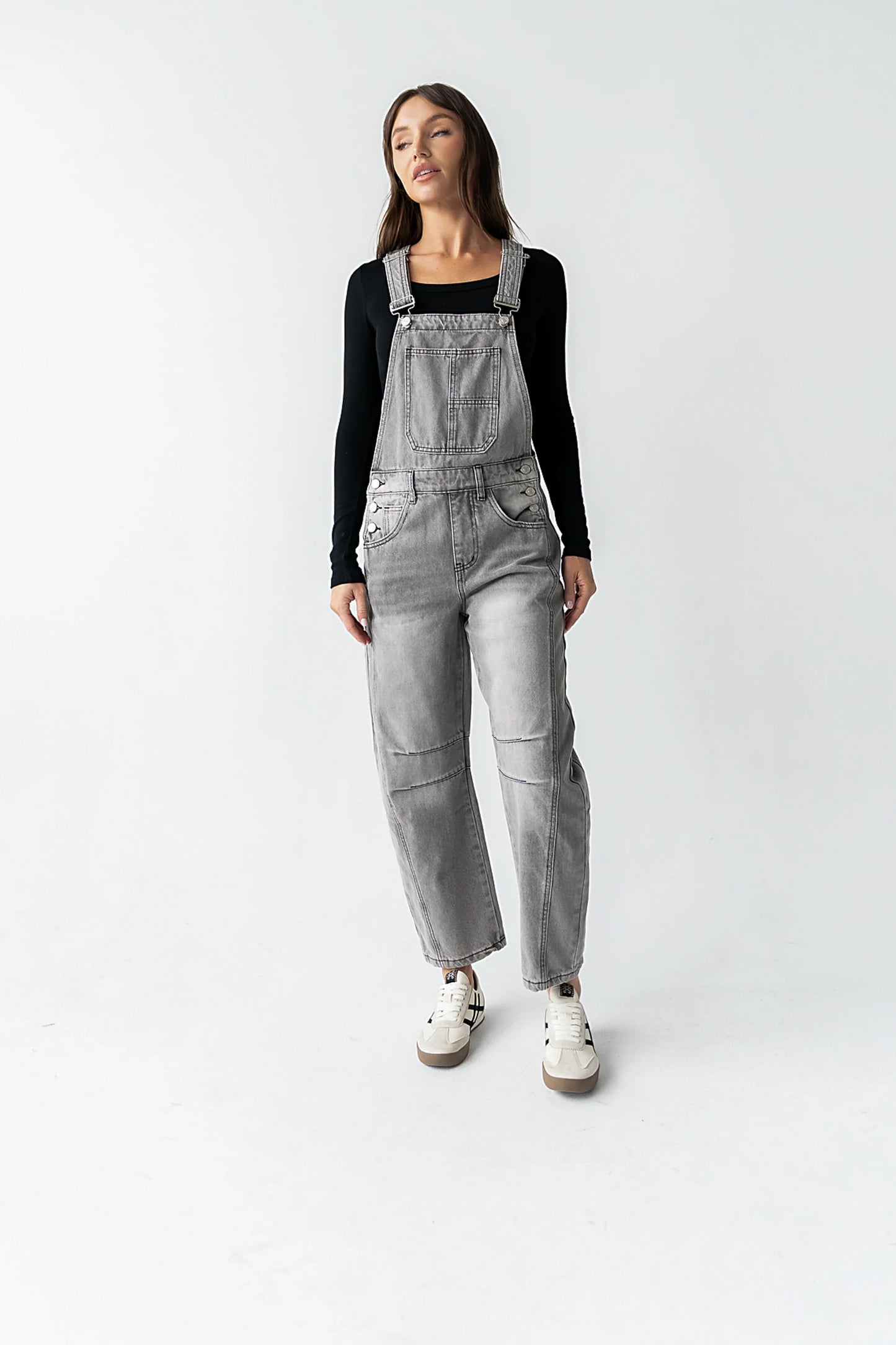 Tansy Denim Overalls in Grey