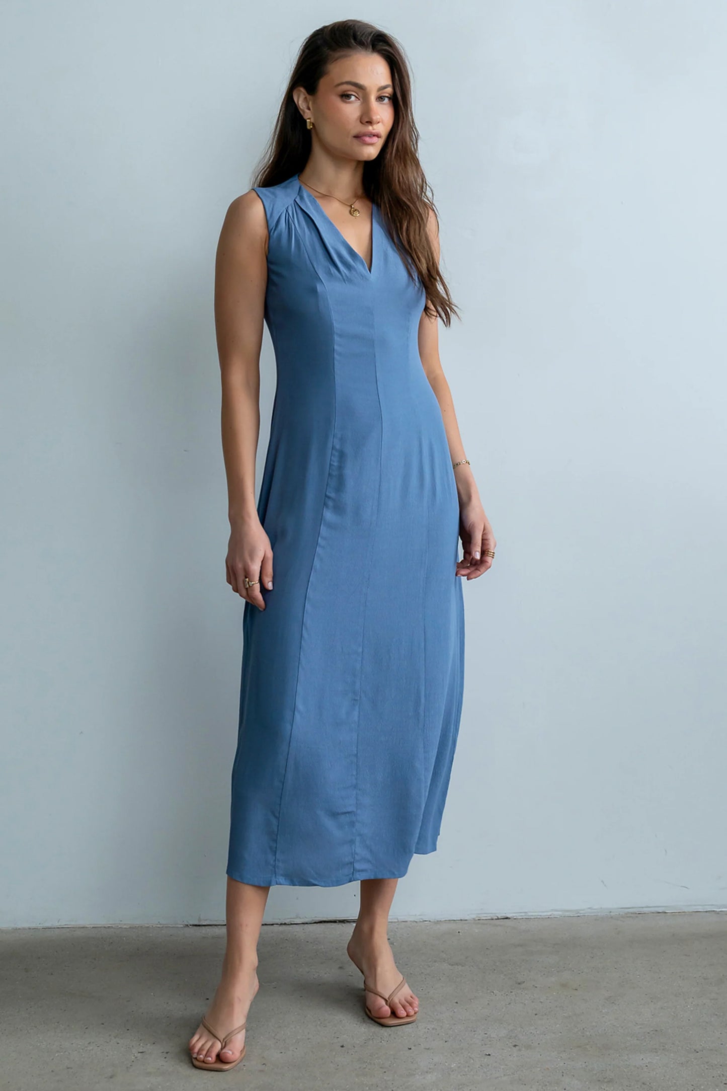 Noah Midi Dress in Blue