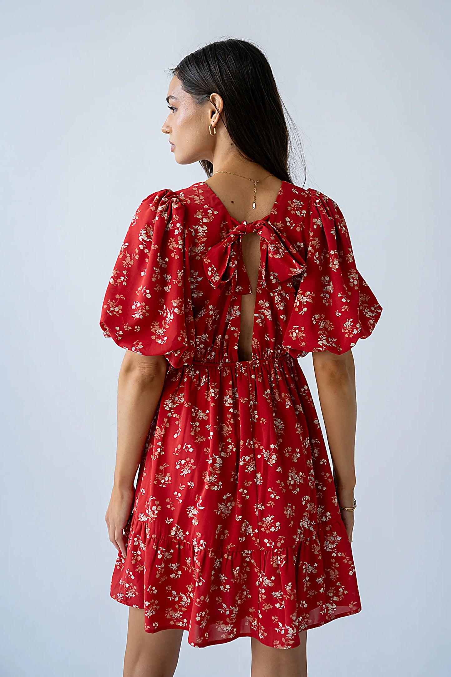 Lizzy Floral Mini Dress in Red
