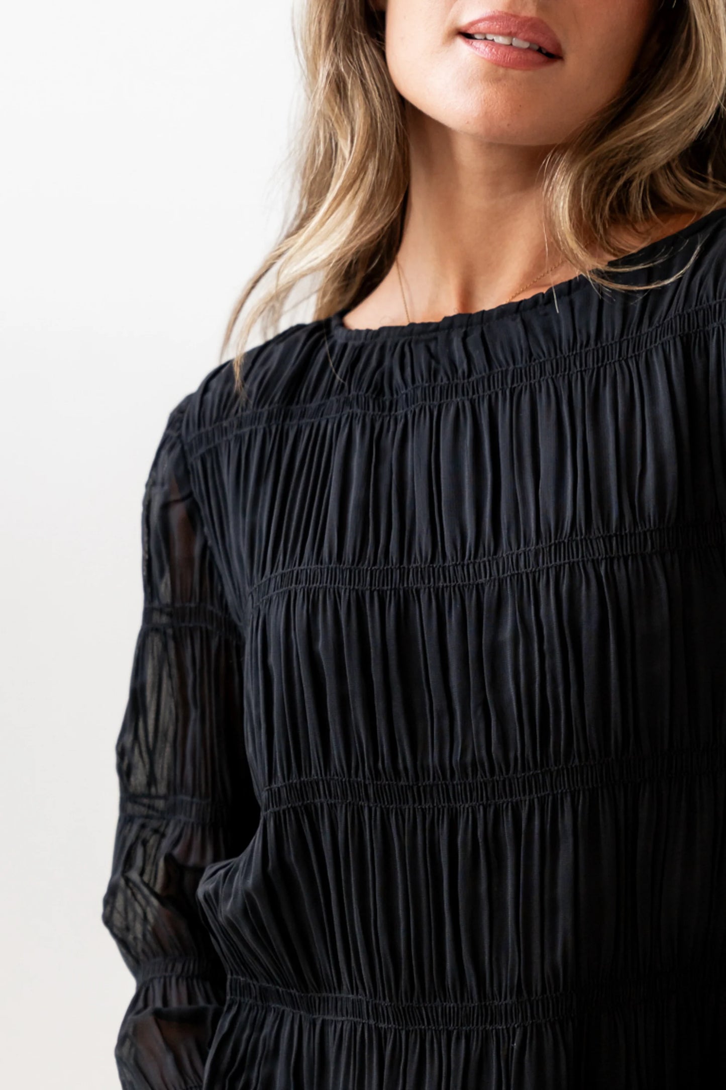 Zuri Smocked Blouse in Black