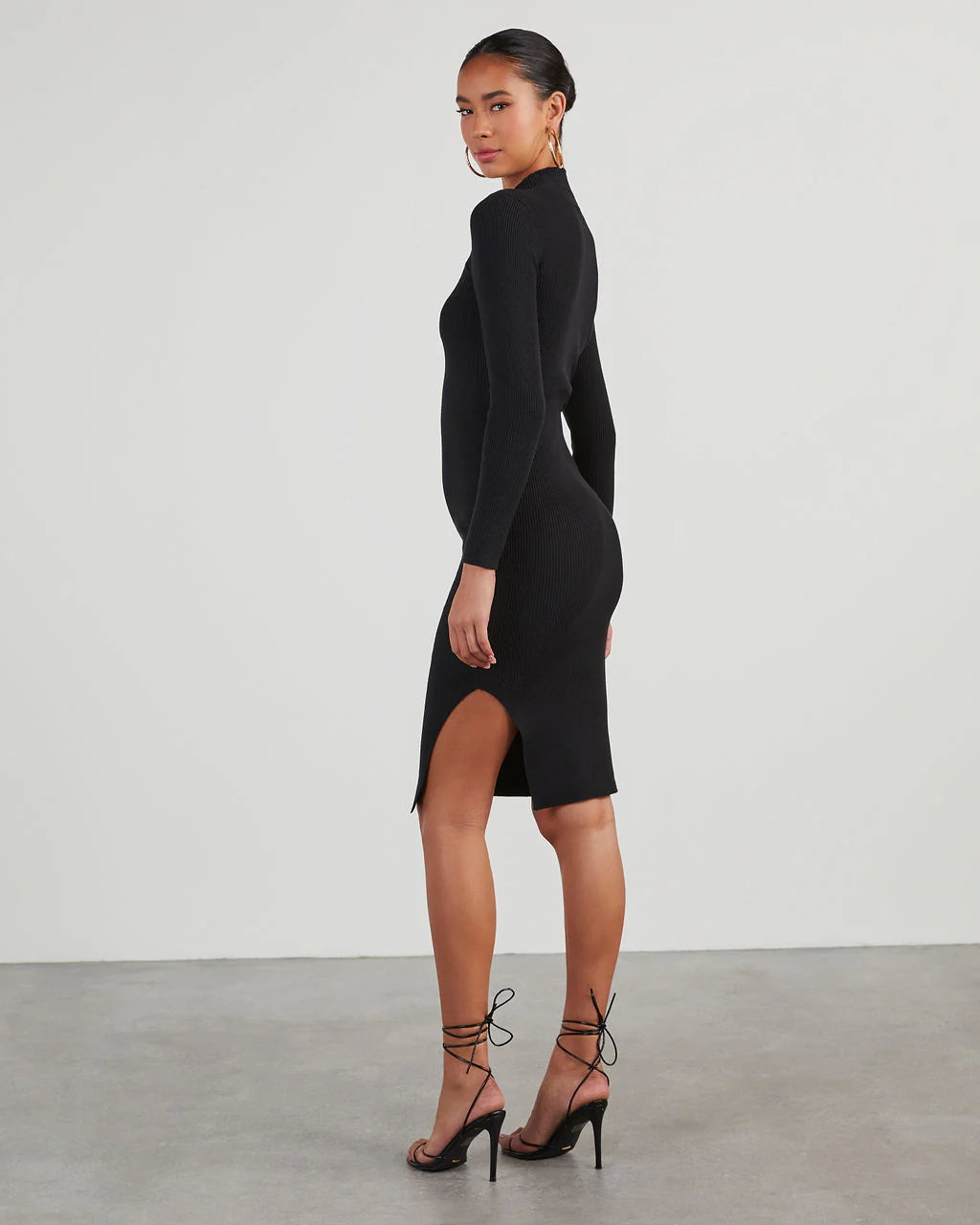 Essential Mock Neck Knit Midi Dress