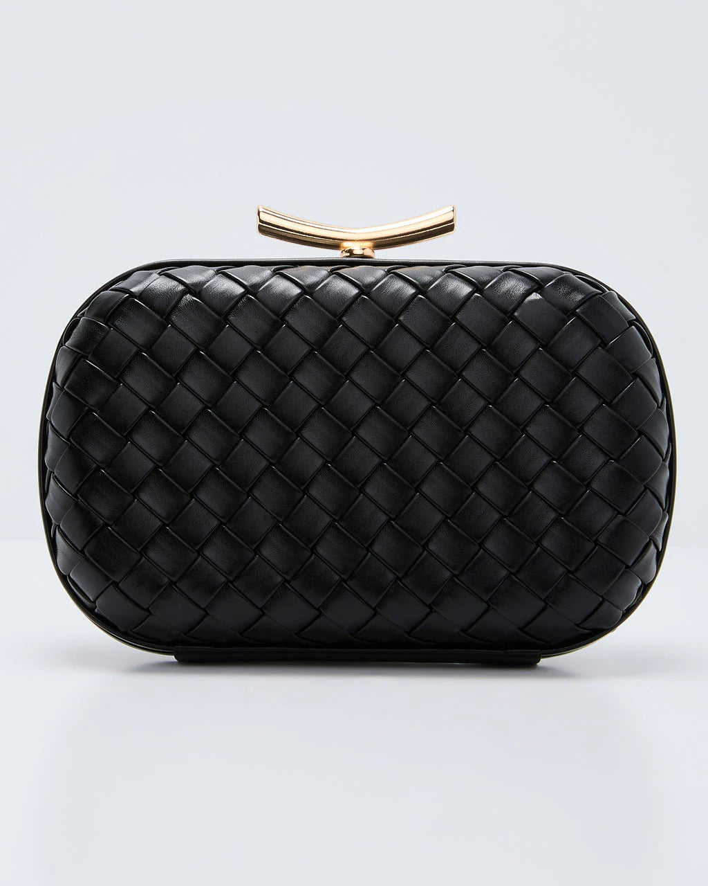 Invitation Only Faux Leather Woven Hard Case Clutch