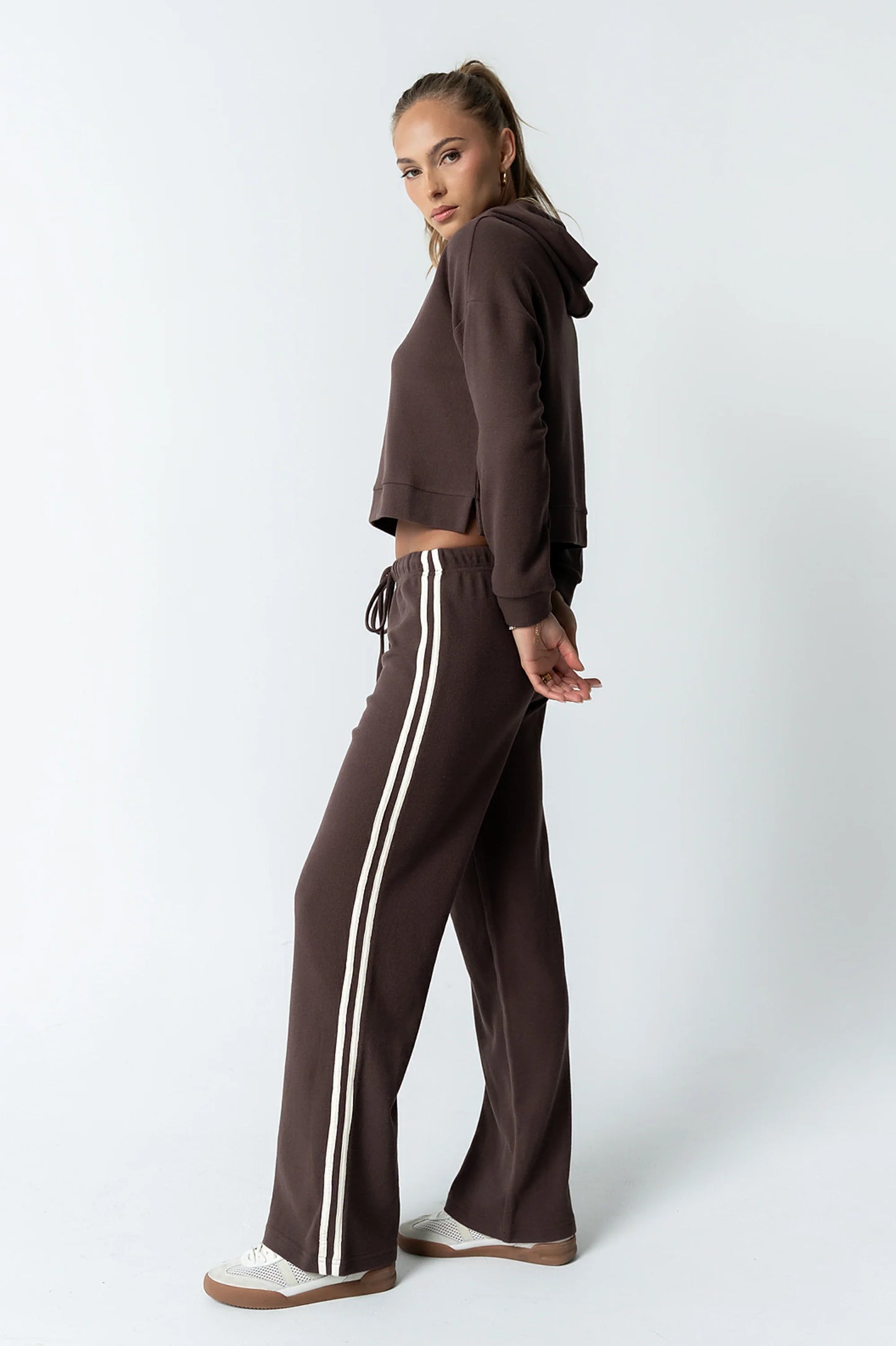 Kourtney Waffle Knit Pants in Brown