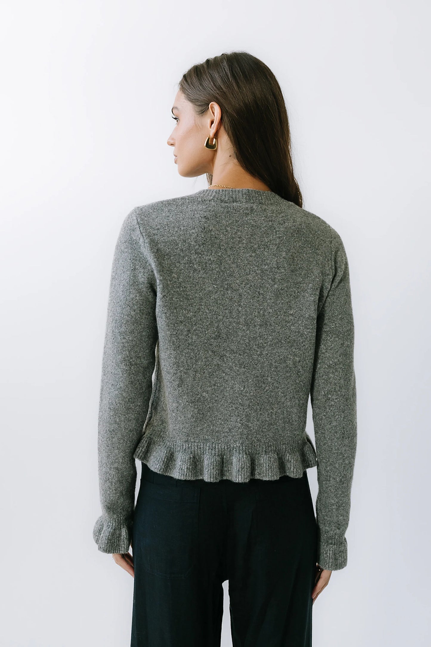 Rosie Ruffle Sweater in Heather Grey