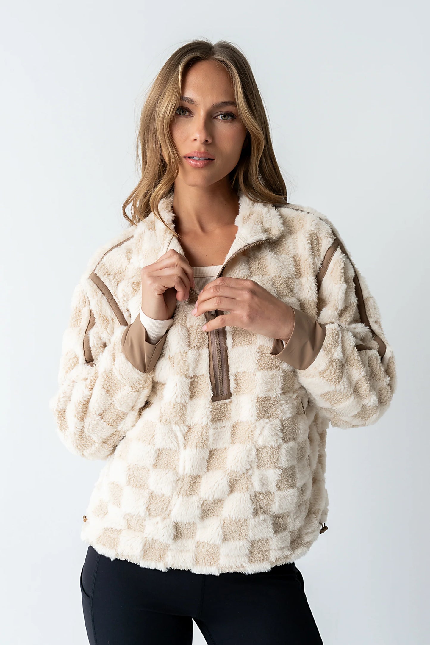 Sheri Checkered Half Zip