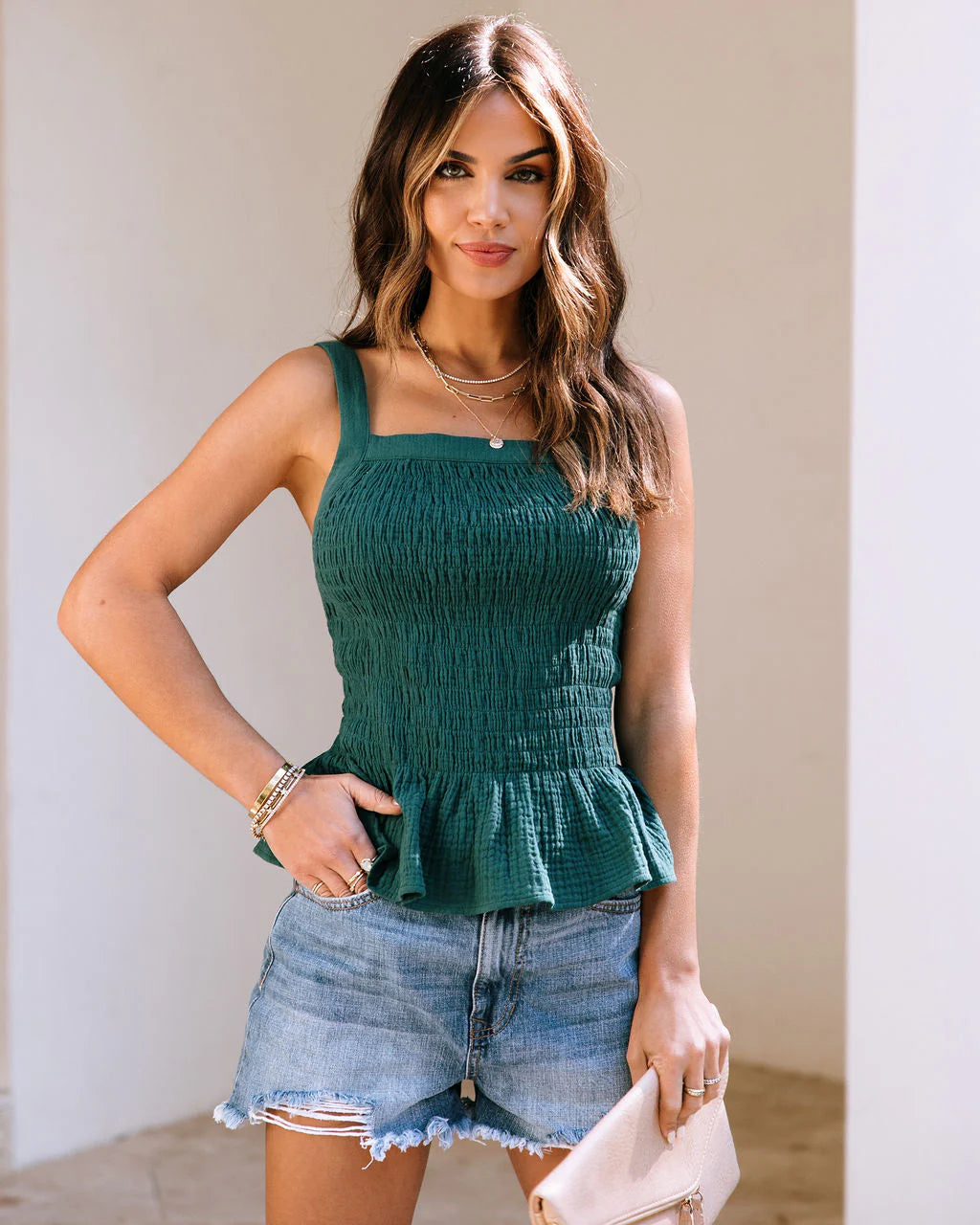 Bennet Smocked Peplum Top