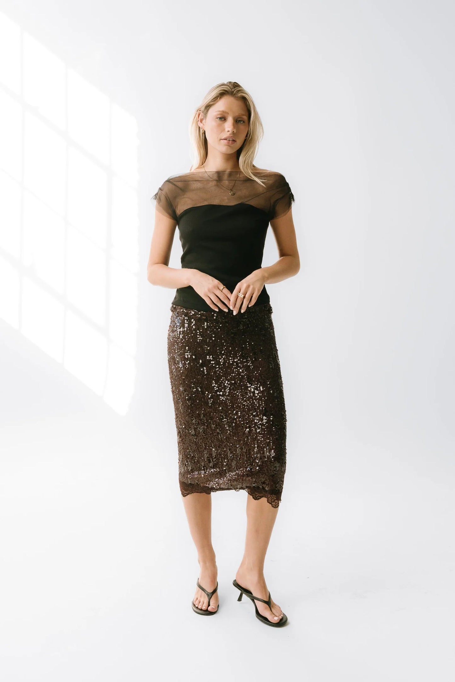 Tracy Mixed Media Top in Black