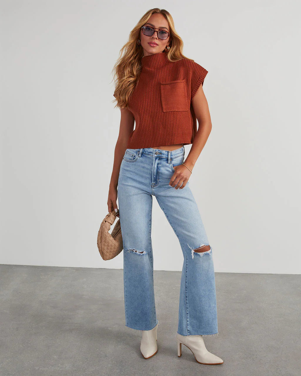 Brooke Mock Neck Short Sleeve Sweater