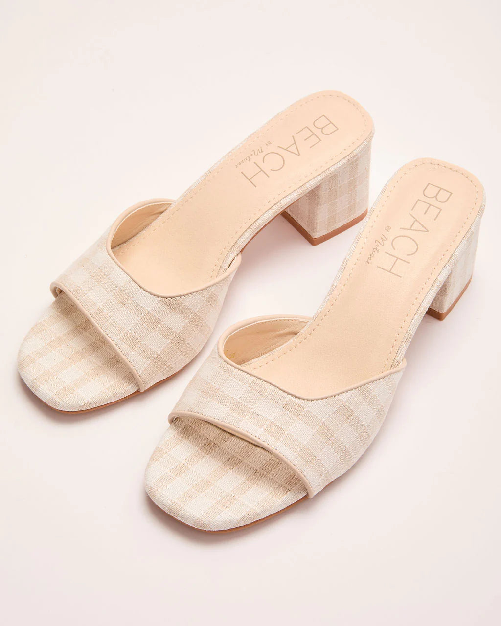 Kristie Gingham Print Heeled Mule