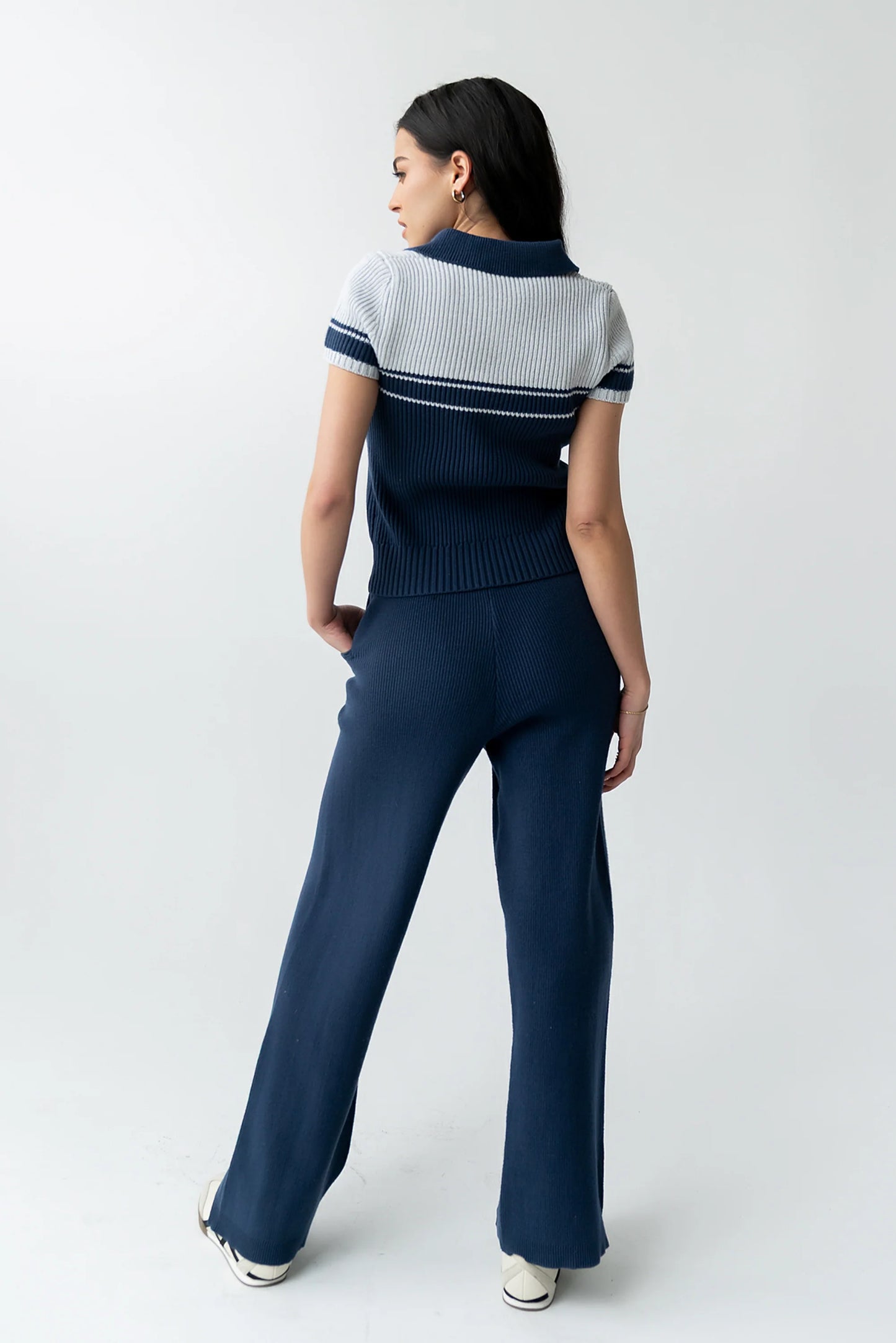 Brea Collared Sweater in Blue