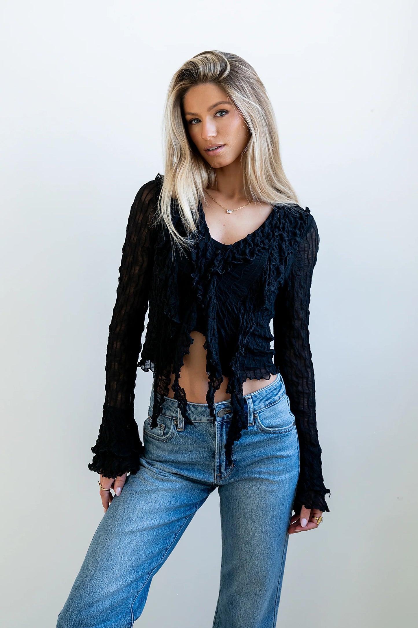 Joy Ruffle Top in Black
