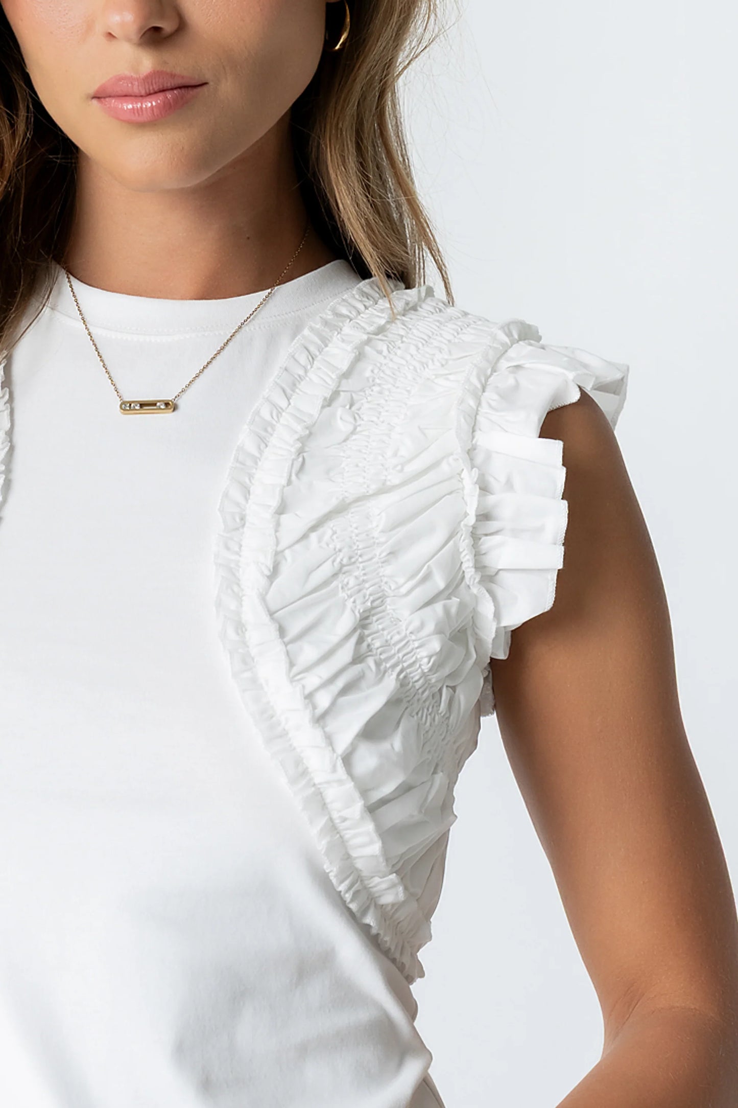 Storie Mixed Media Top in Ivory