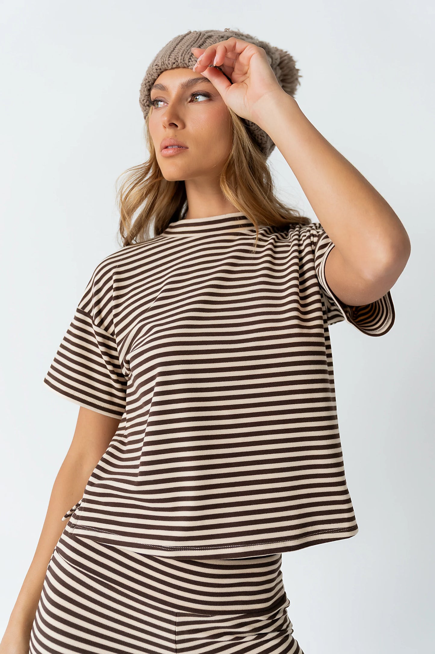 Jannet Striped Top in Brown