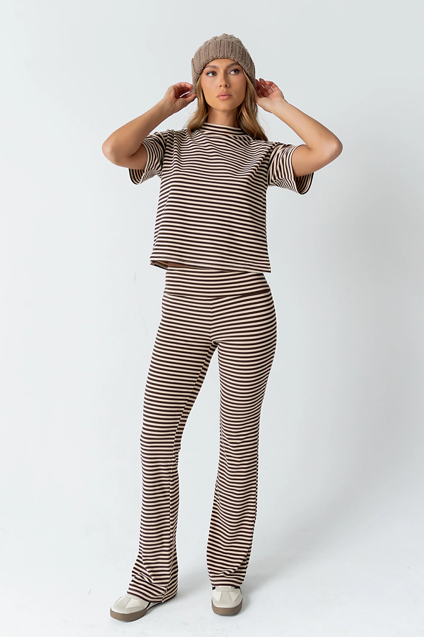 Jannet Striped Pants in Brown