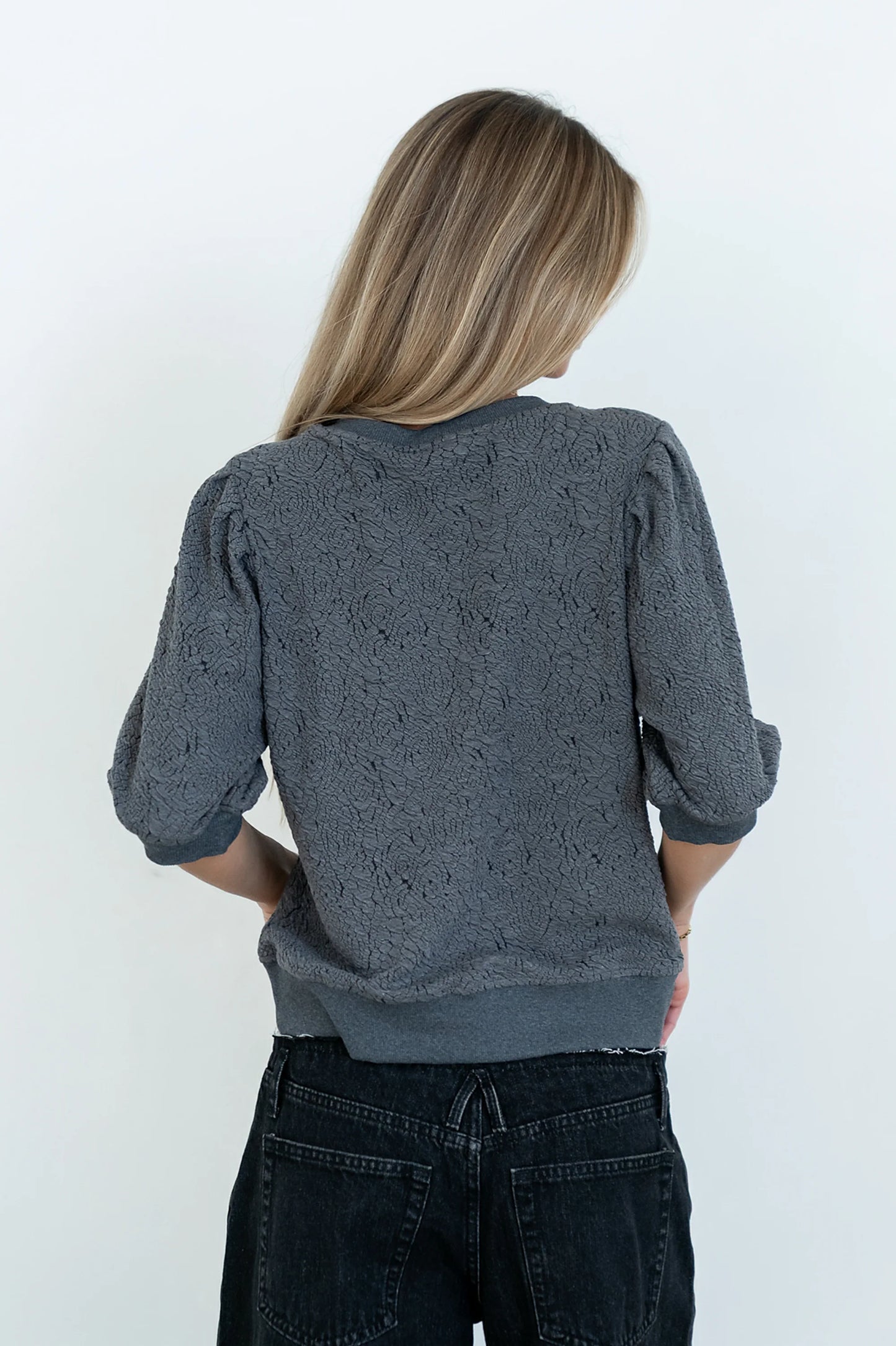 Marrel Textured Top in Charcoal