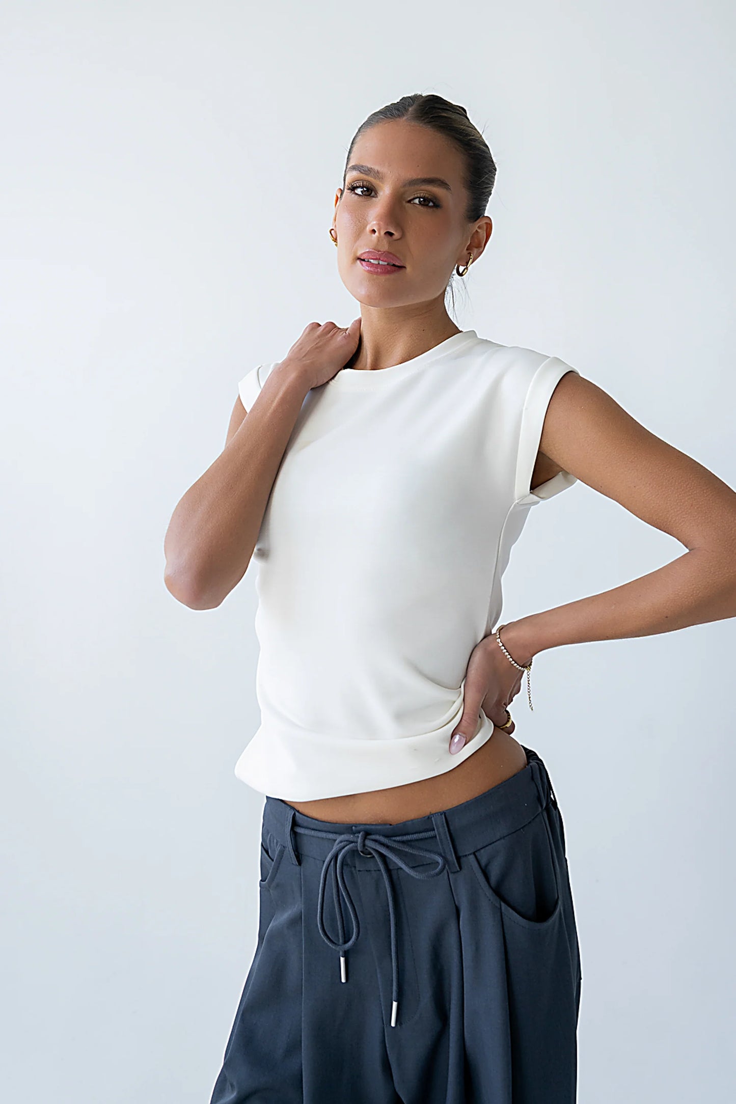 Johny Asymmetrical Top in White