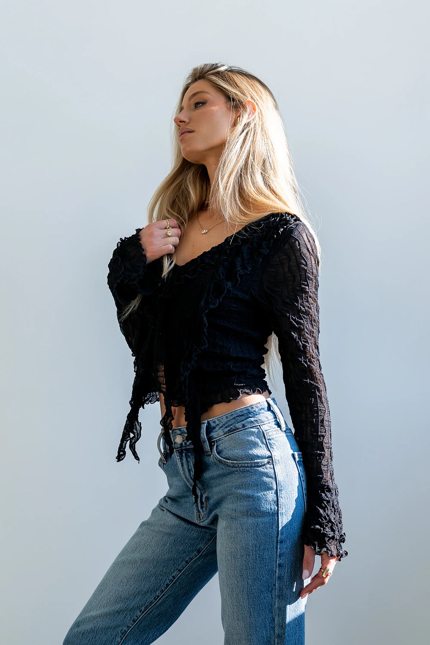 Joy Ruffle Top in Black
