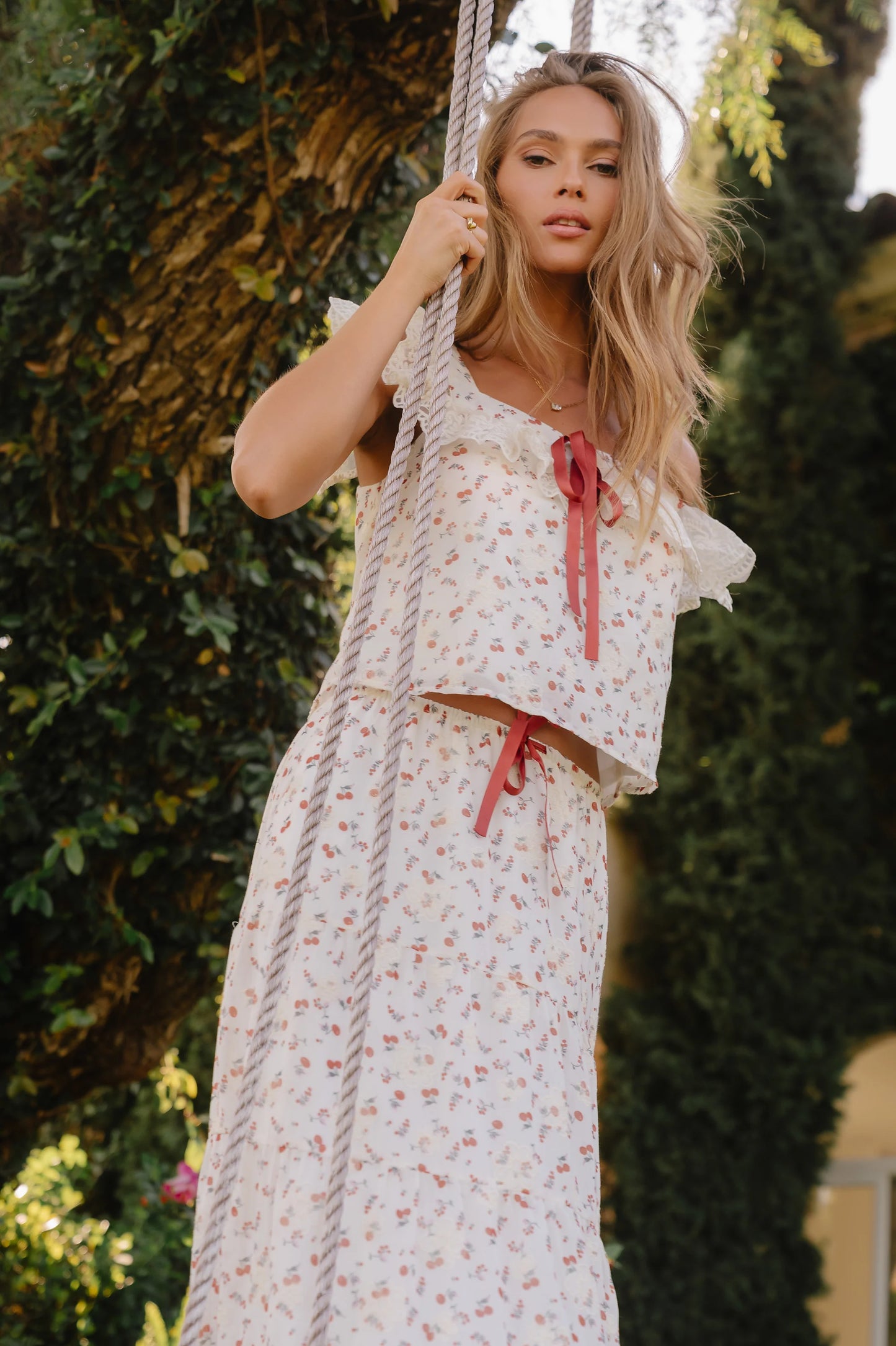 Simon Embroidered Top in Red