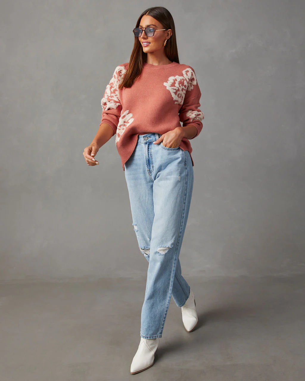 Copeland Floral Contrast Pullover Sweater