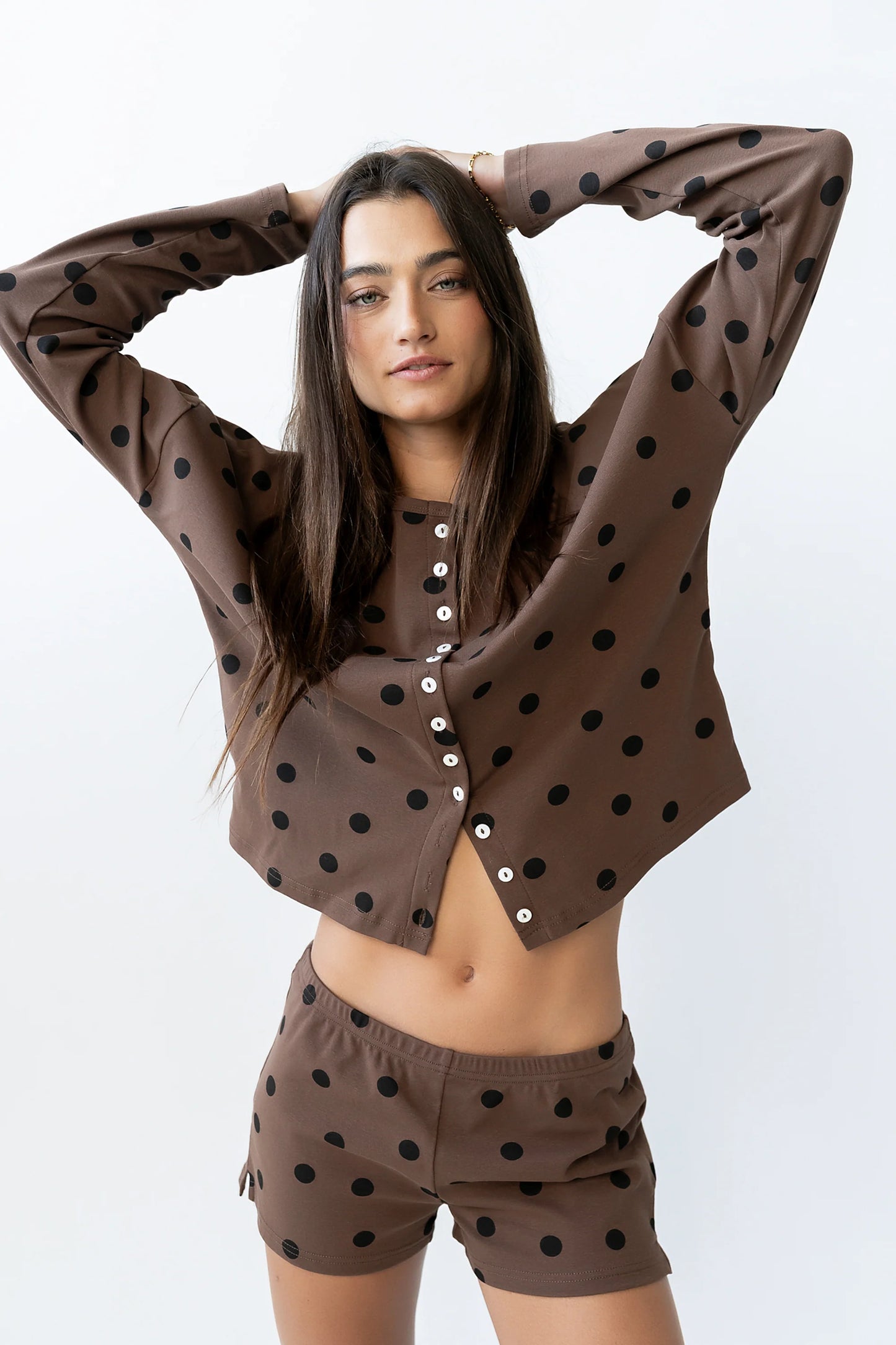 James Polka Dot Shorts in Brown
