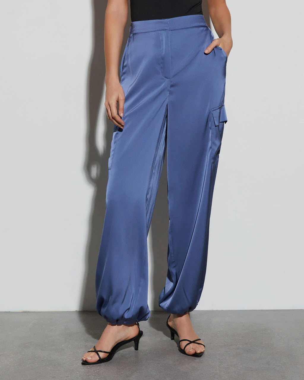 Alana Pocketed Satin Cargo Joggers