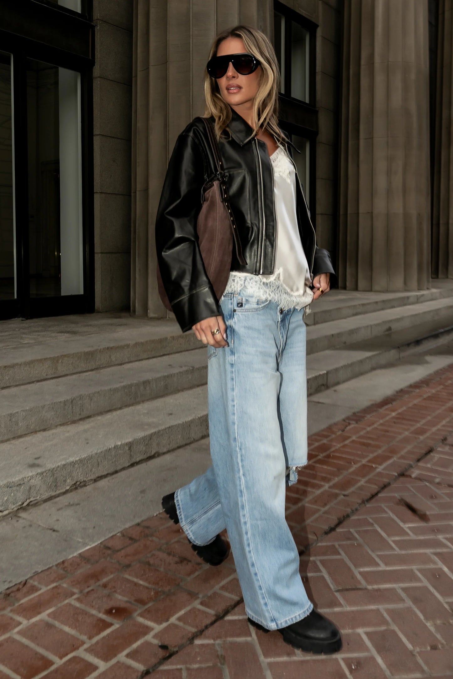 Jaymie Vegan Leather Jacket in Black