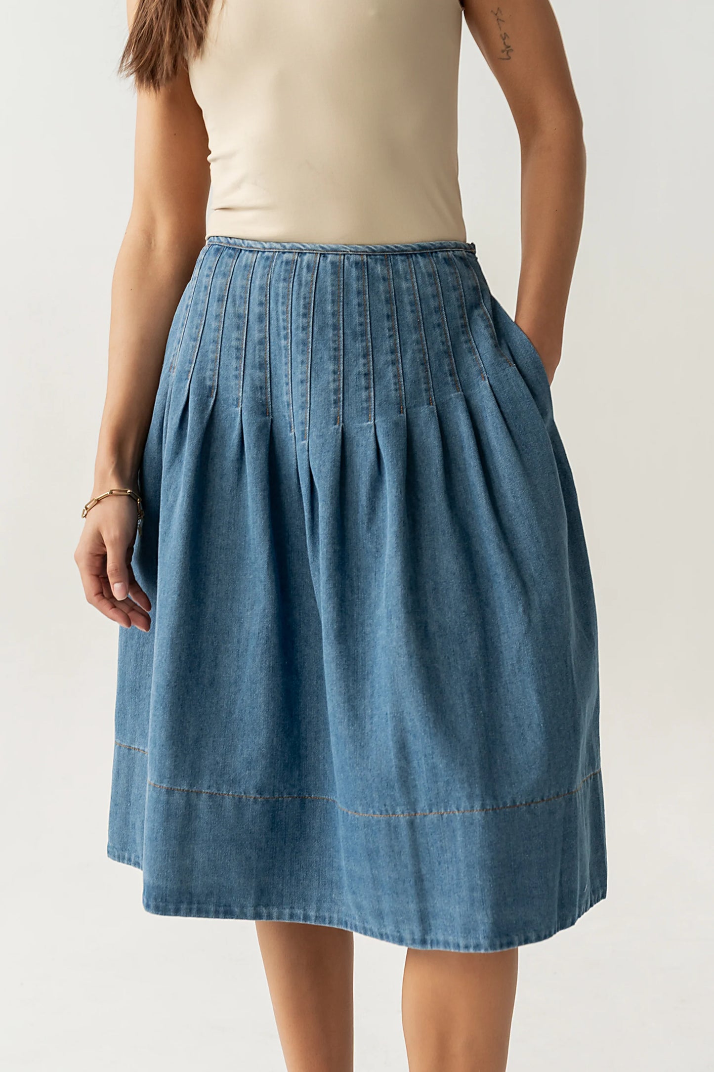 Sierra Pleated Midi Skirt