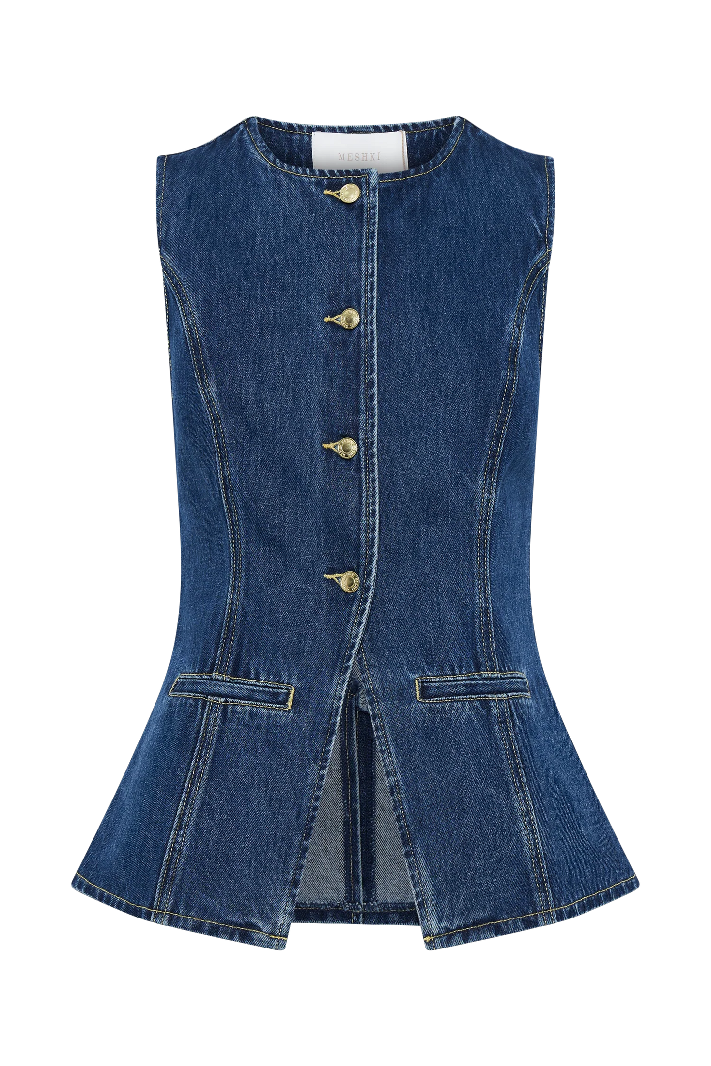 Abel Denim Button Up Top - Dark Blue