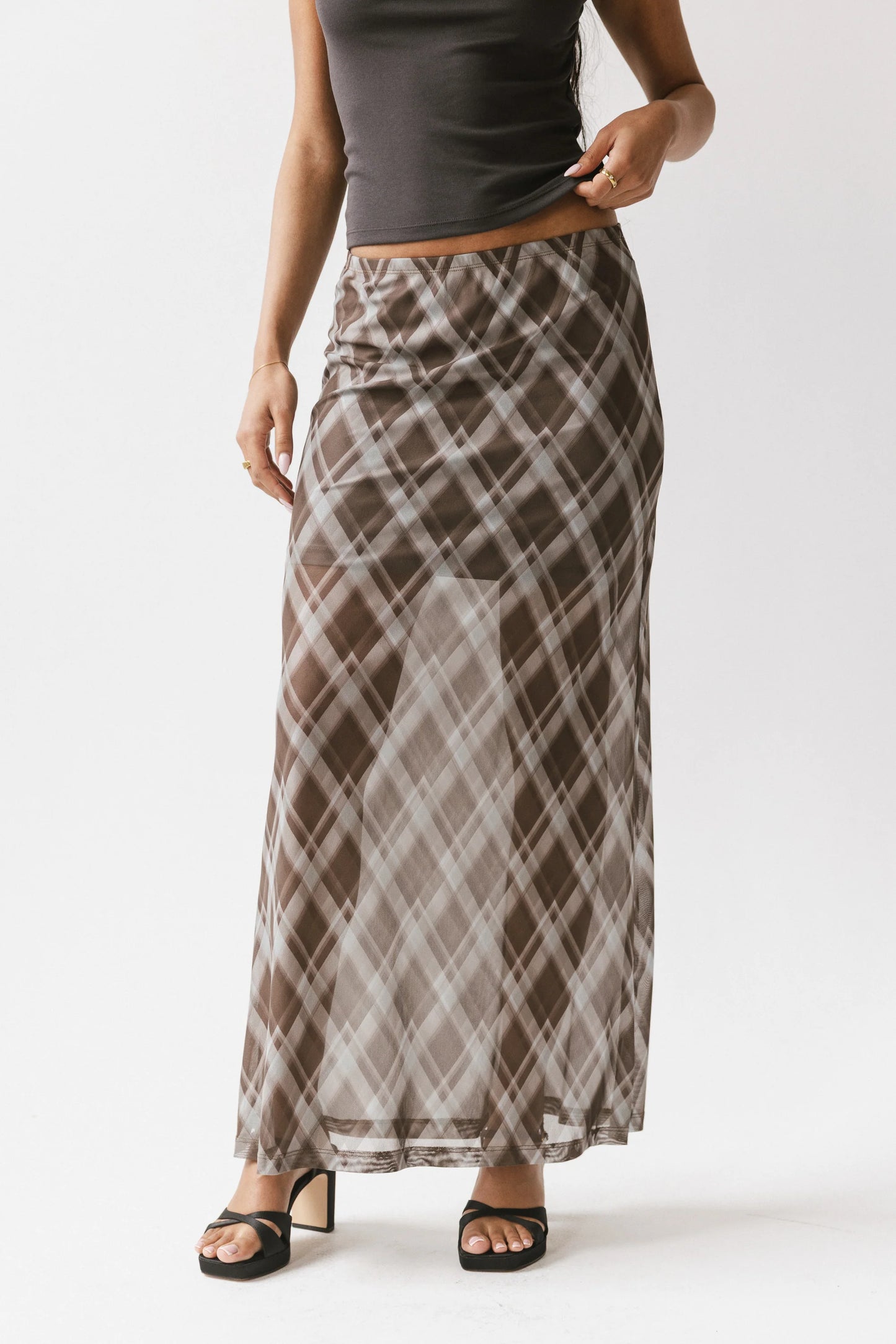 Cecily Plaid Midi Skirt