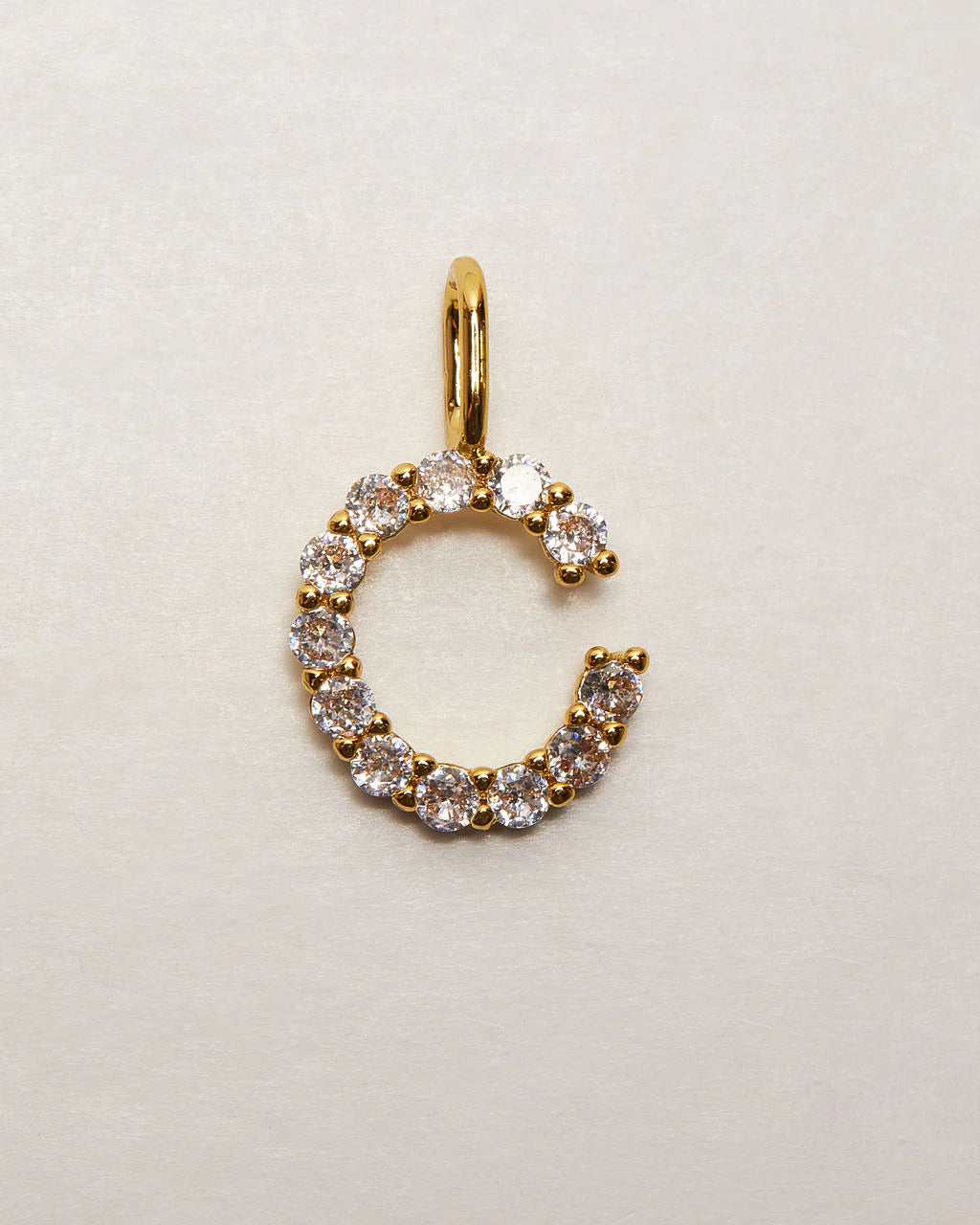 Initial Letter 14k Plated Rhinestone Charm