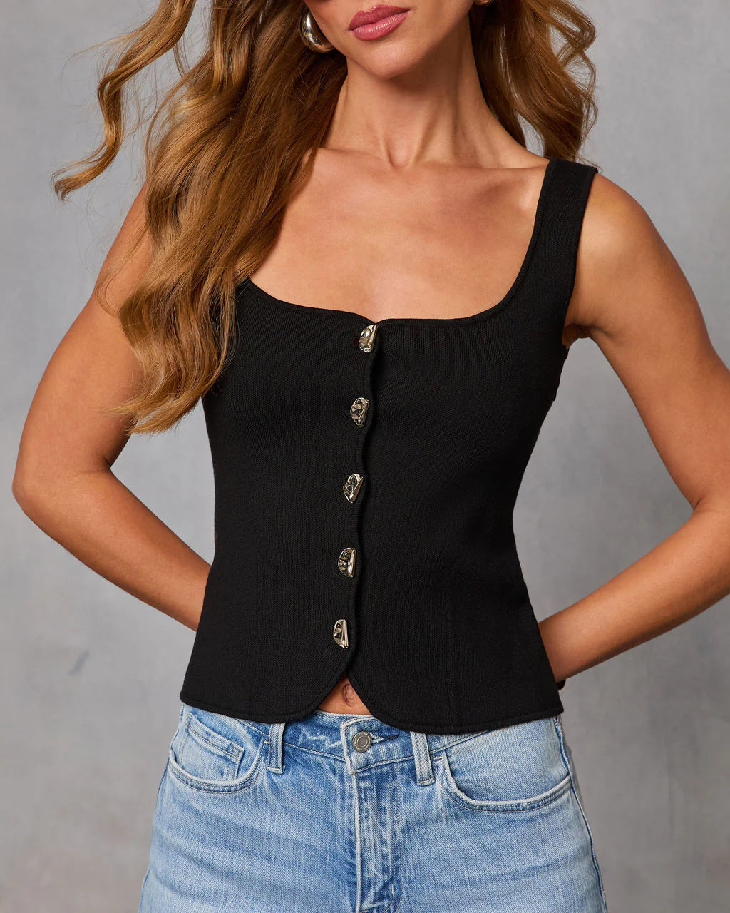 Sampson Ribbed Knit Button Down Top