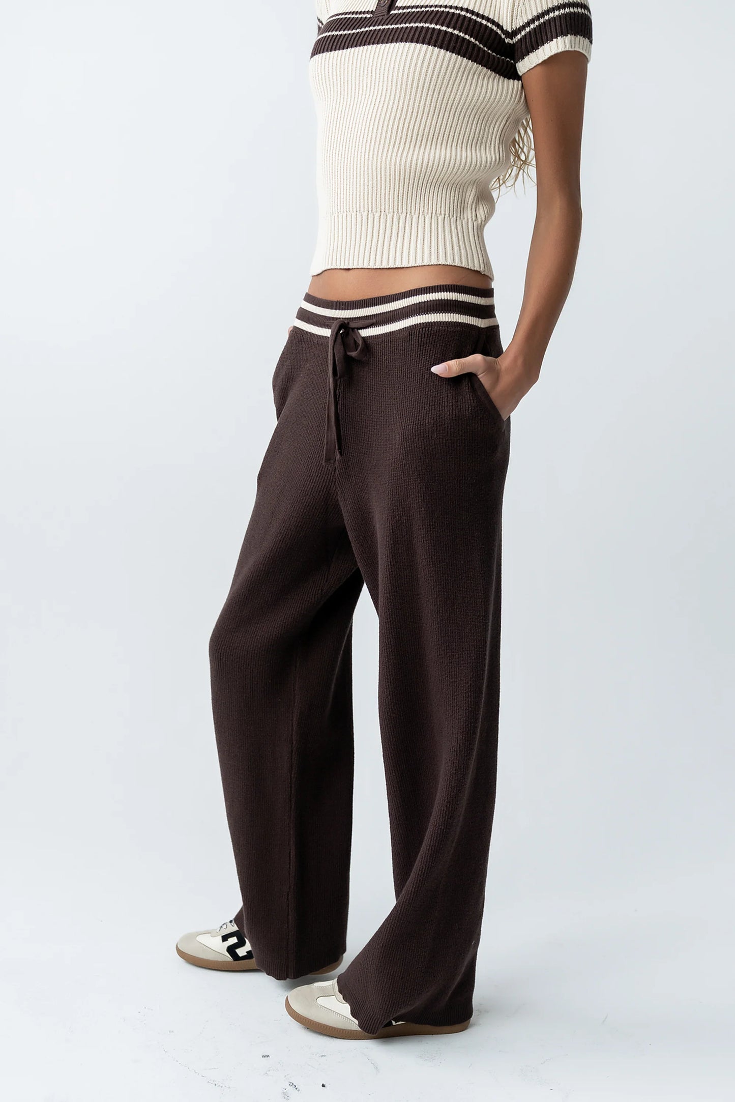 Brea Striped Pants in Brown