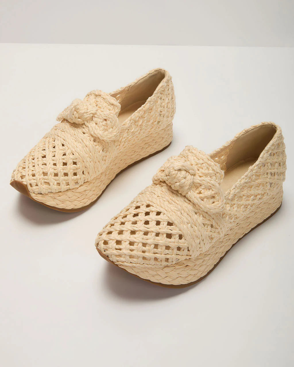 Lyla Straw Platform Bow Sneaker