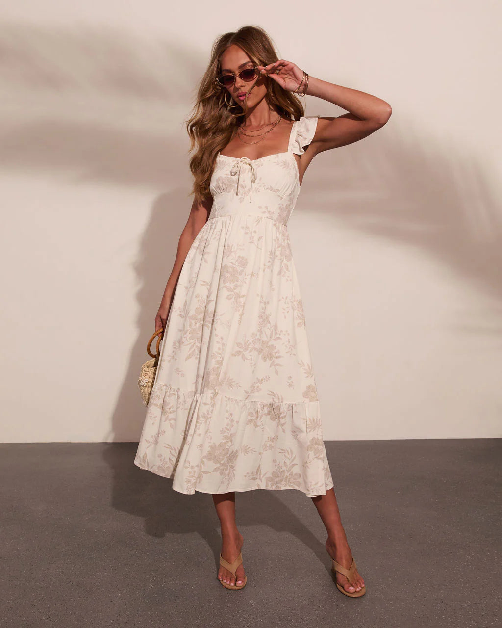 Refined Muse Floral Fit and Flare Midi Dress