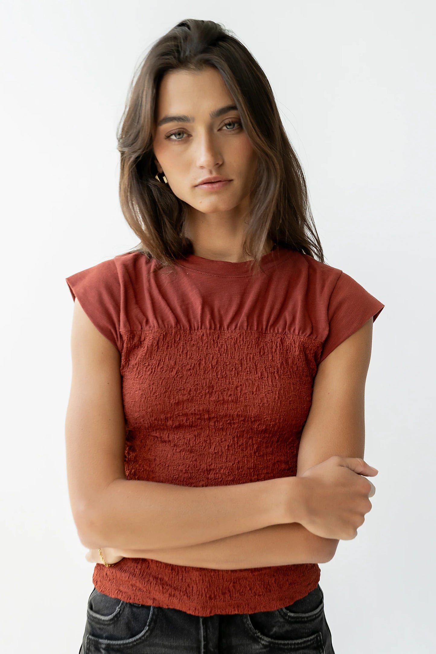Josey Smocked Top in Brick